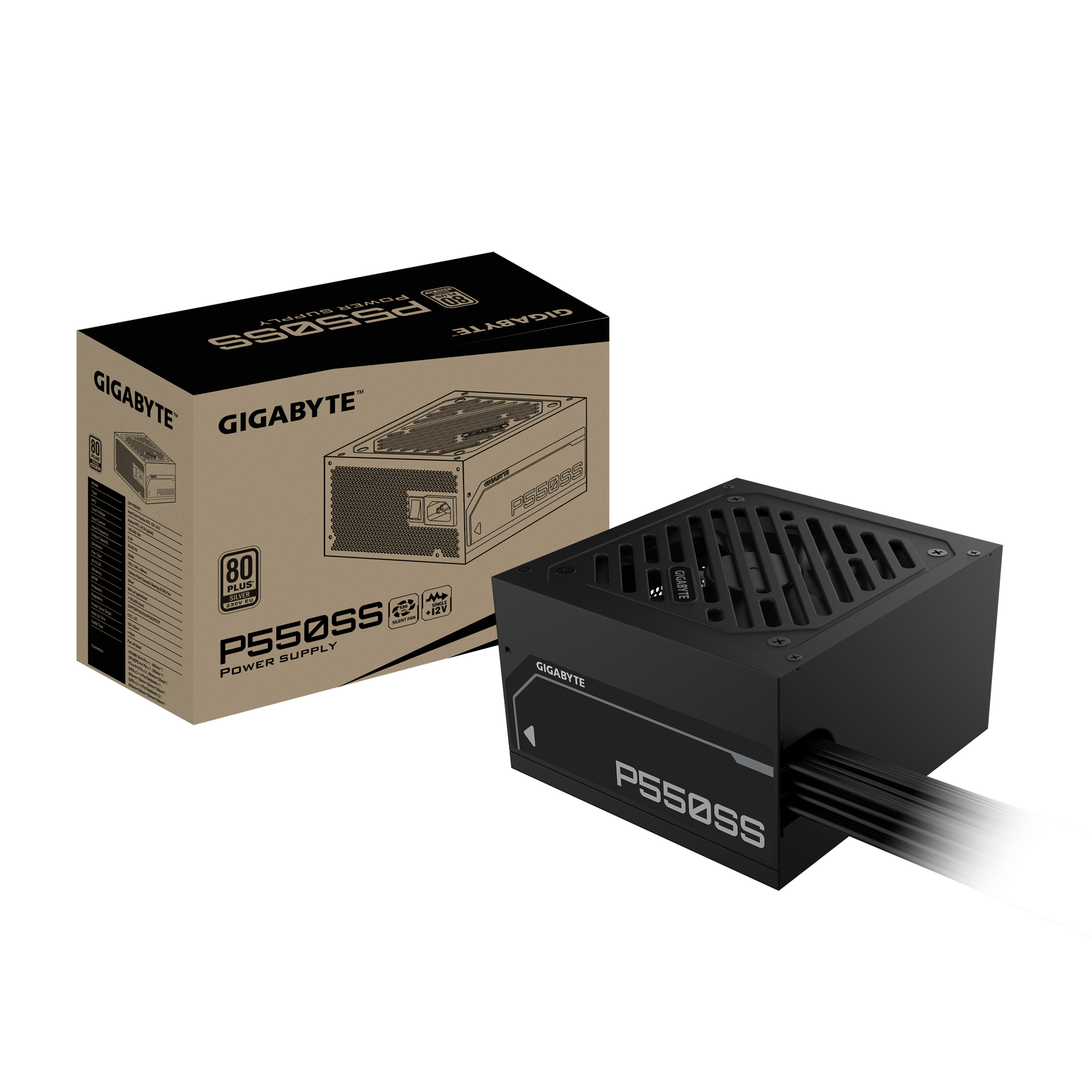 P550SS Fuente de Alimentación - PCIe 5.0, 80 PLUS Silver, Ventilador de 120 mm, Compatible con ATX 3.0, Enchufe EU
