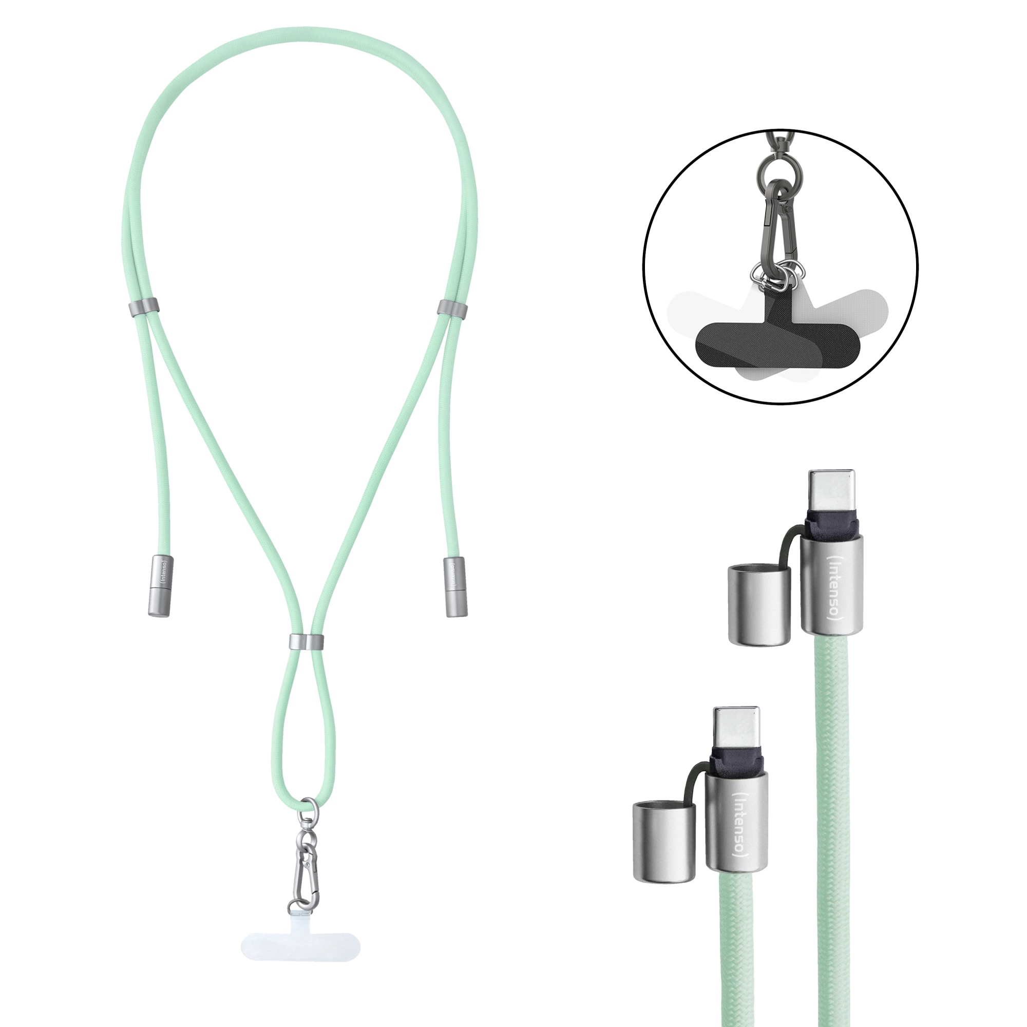 Handykette als Lade- + Datenkabel USB-C bis 1,65m grün cable USB USB C Verde