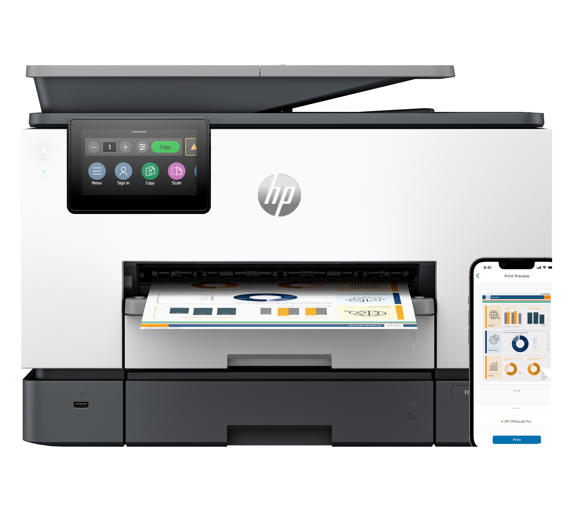 OfficeJet Pro 9130b Inalámbrico All-in-One Color Impresora, Impresión a doble cara Copiadora y escáner