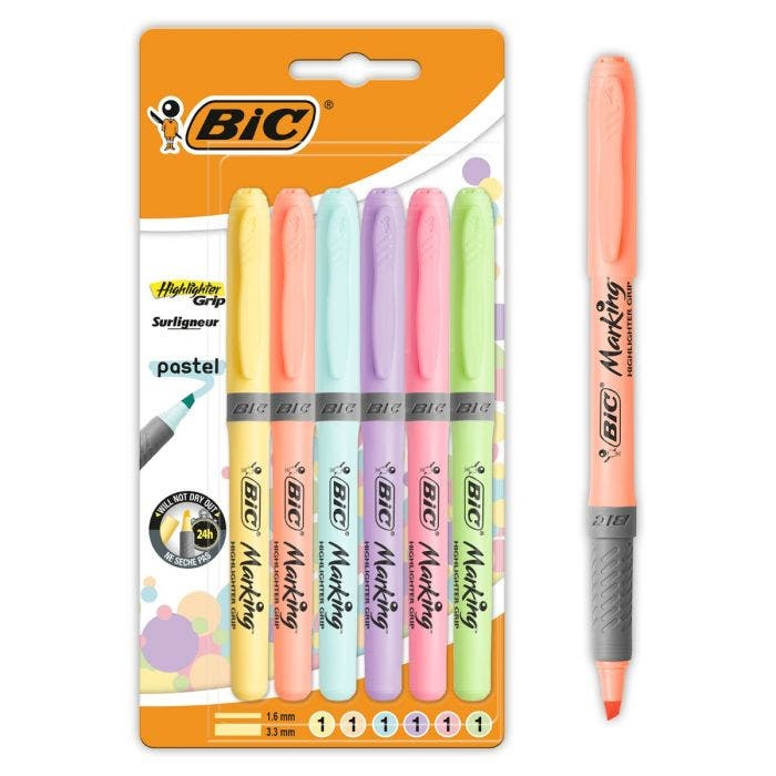 992561 marcador 6 pieza(s) Punta de cincel Azul claro, Verde claro, Naranja claro, Rosa claro, Violeta, Amarillo