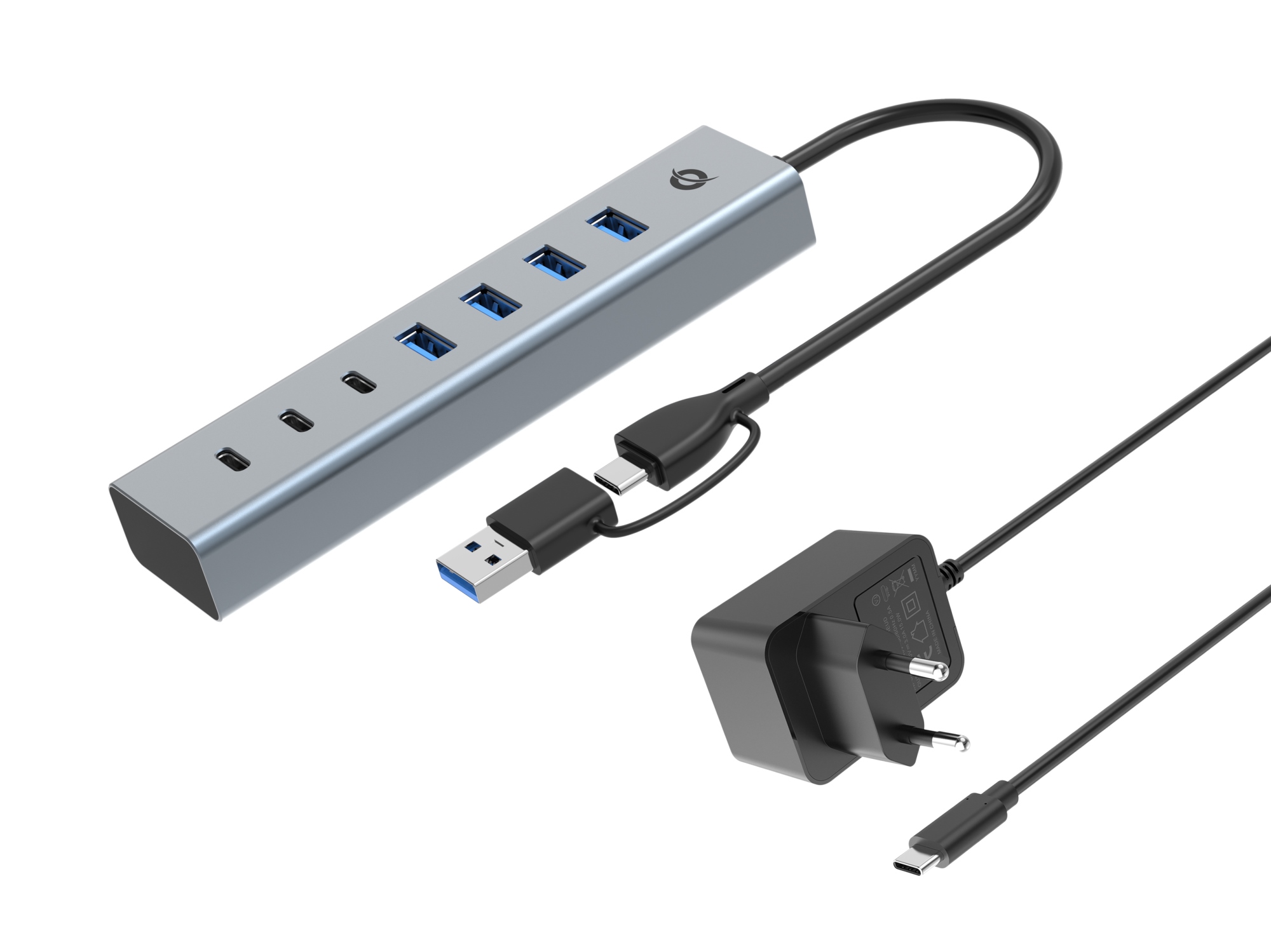 HUBBIES20GP hub de interfaz USB 3.2 Gen 1 (3.1 Gen 1) Type-C 5000 Mbit/s Gris
