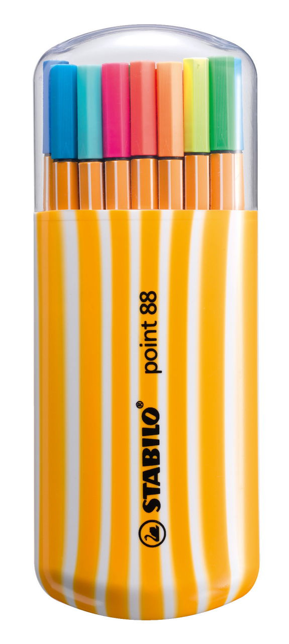 point 88 rotulador de punta fina Fino Negro, Azul, Marrón, Verde, Lila, Ocre, Naranja, Oliva pálido, Rosa, Rojo, Turquesa, Violeta, Amarillo 20 pieza(s)