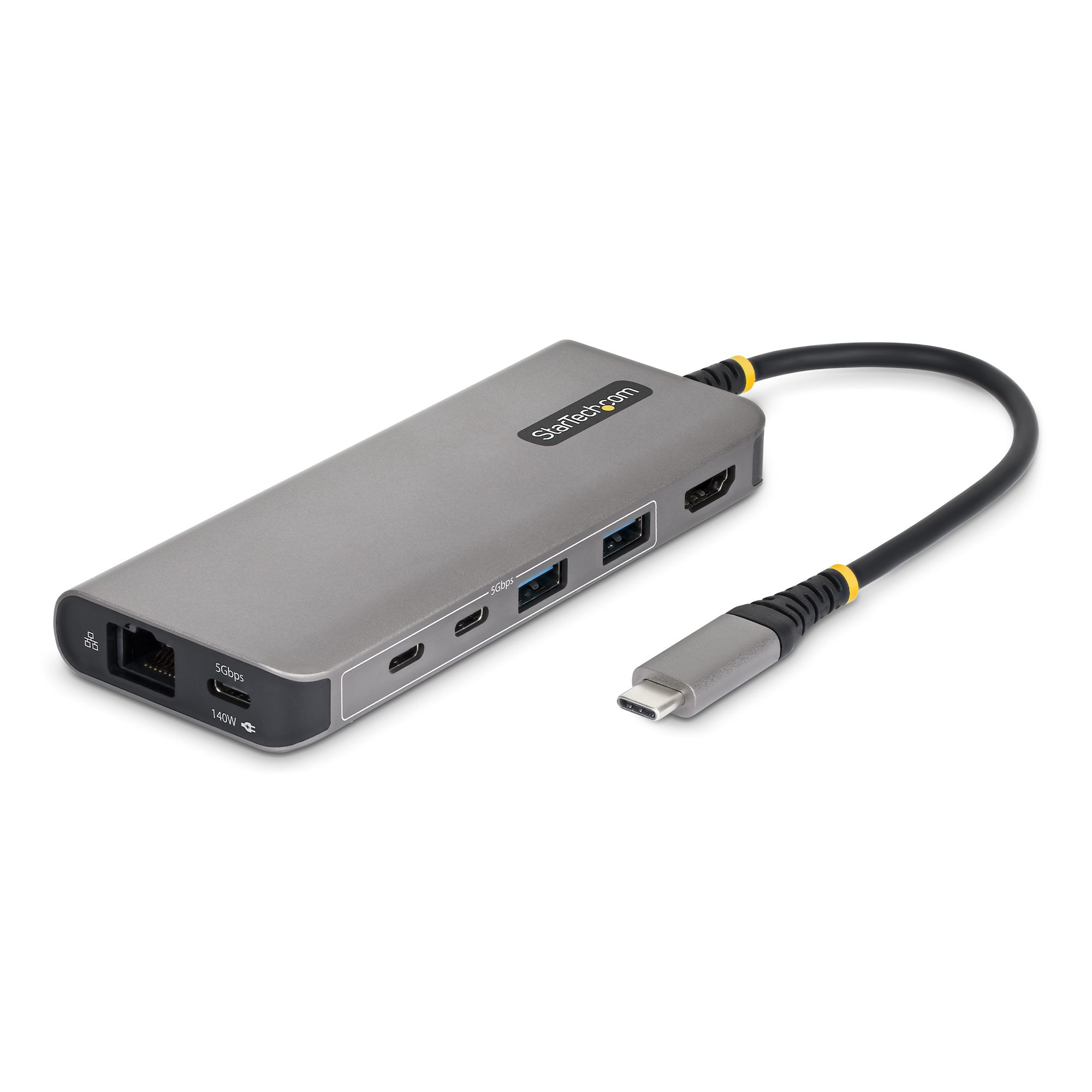 Mini Dock USB-C A HDMI - Adaptador Multipuertos - PD de 140W - 4K 60Hz - Hub USB 5 Puertos 5Gbps - GbE - Para MacBook / Dell / ThinkPad / HP