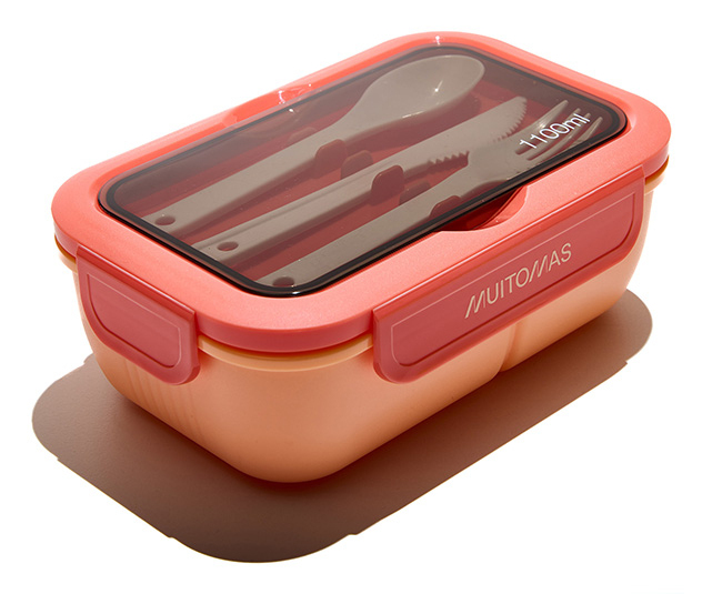 LUNCHBOXSPF fiambrera Táper 1,1 L Plástico Negro, Durazno 1 pieza(s)