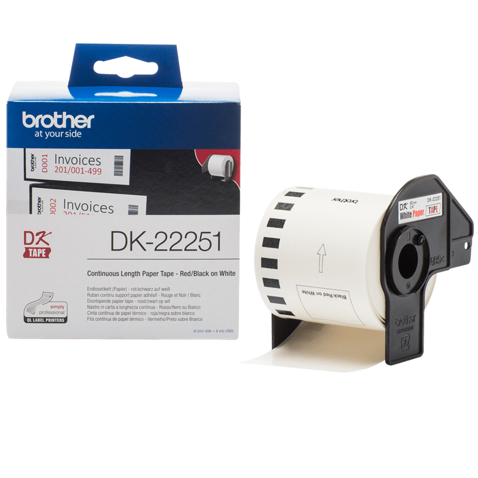 DK-22251 cinta para impresora de etiquetas Negro y rojo sobre blanco
