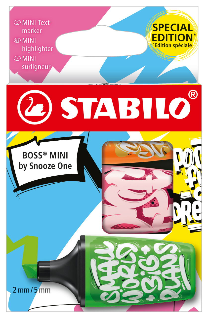 BOSS MINI by Snooze One marcador 3 pieza(s) Verde, Naranja, Rosa