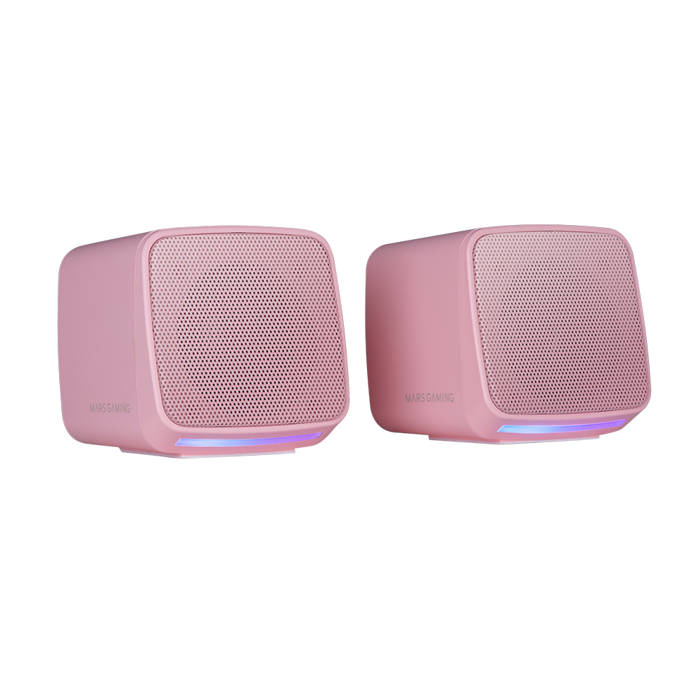 MS-PRO, Altavoces Compactos 10W, Iluminación RGB Flow Dinámica, Altavoz PC con Caja de Control y Entrada Jack 3.5mm, Altavoces Gaming Compatibles con PC / Mac / Smartphone / Tablet, Rosa