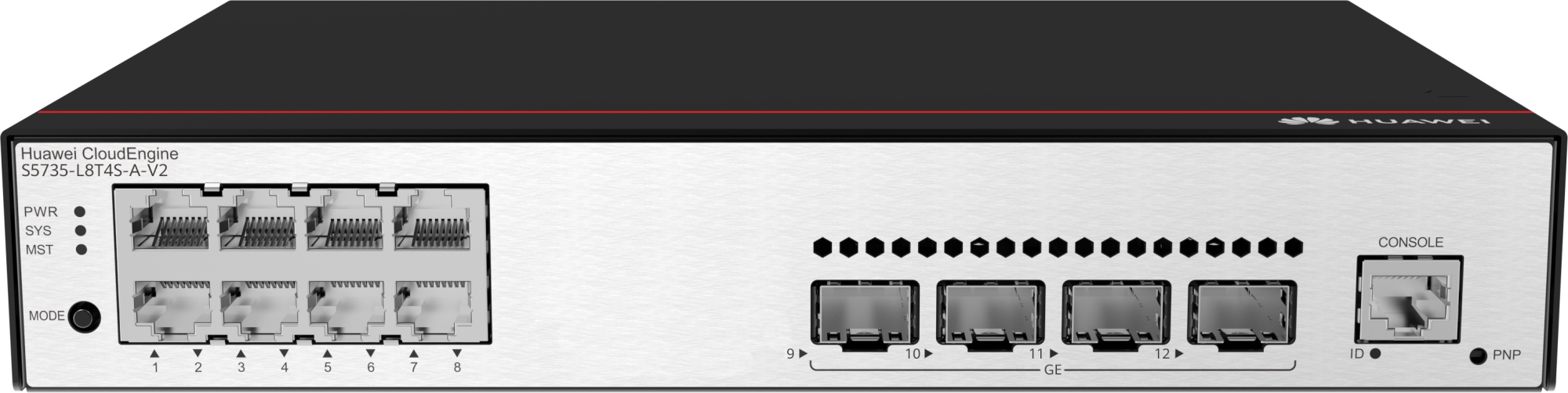 CloudEngine S5735-L8T4S-A-V2 Gestionado L3 Gigabit Ethernet (10/100/1000) 1U Negro, Plata