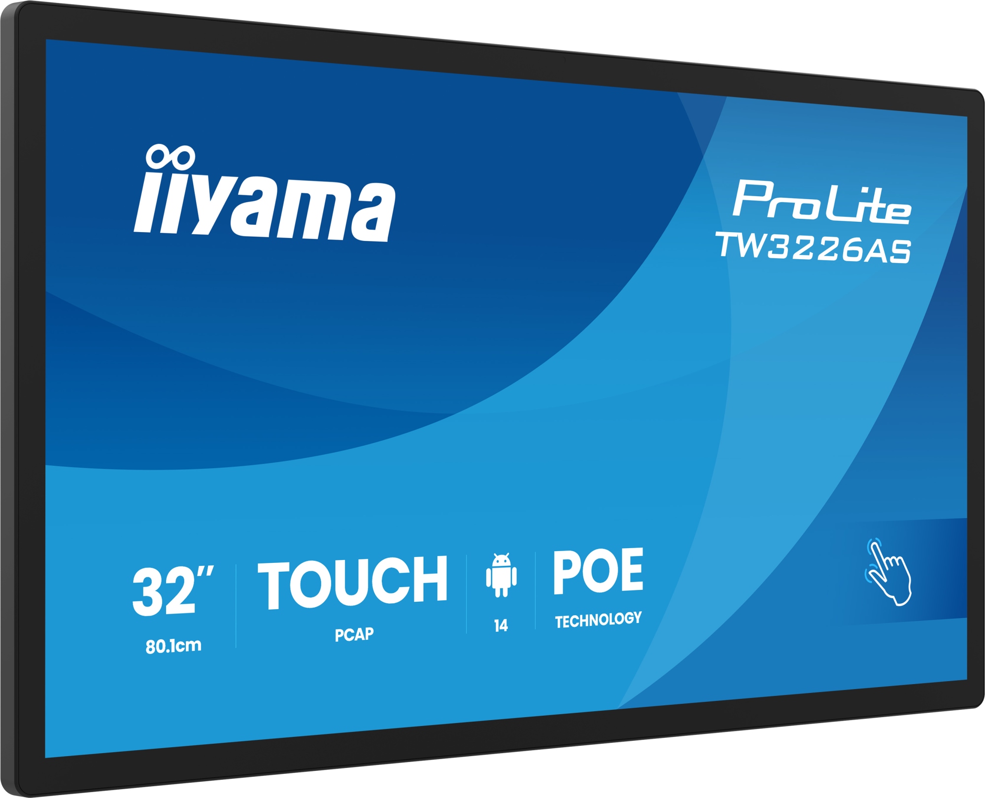 TW3226AS-B3P pantalla de señalización Diseño de quiosco 80 cm (31.5") LED Wifi 430 cd / m² Full HD Negro Pantalla táctil Procesador incorporado Android 24/7