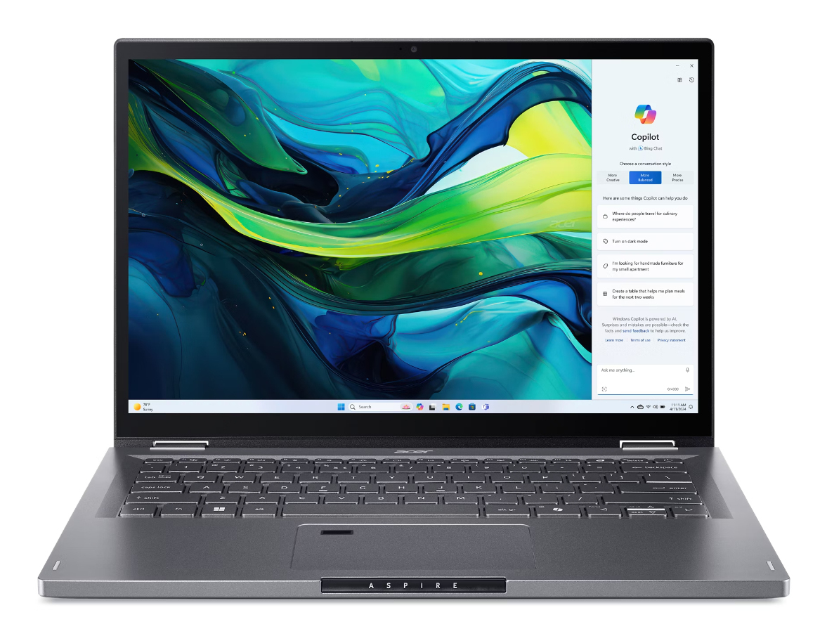 Aspire Spin 14 ASP14-52MTN-505B Intel Core Ultra 5 115U Híbrido (2-en-1) 35,6 cm (14") Pantalla táctil WUXGA 16 GB LPDDR5x-SDRAM 512 GB SSD Wi-Fi 6 (802.11ax) Windows 11 Home Gris