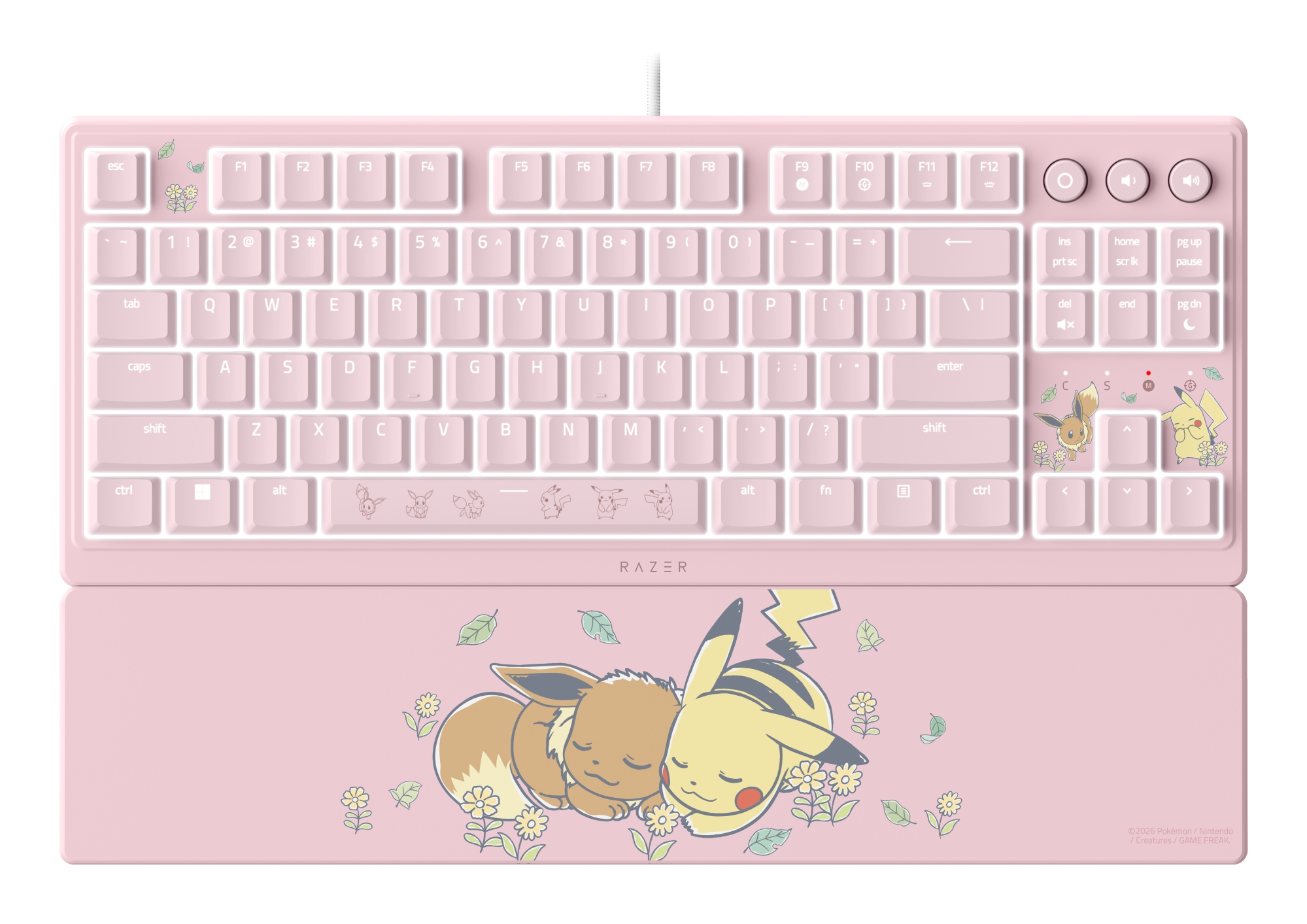 Ornata V3 Tenkeyless  Pikachu & Eevee Edition teclado Juego USB Rosa