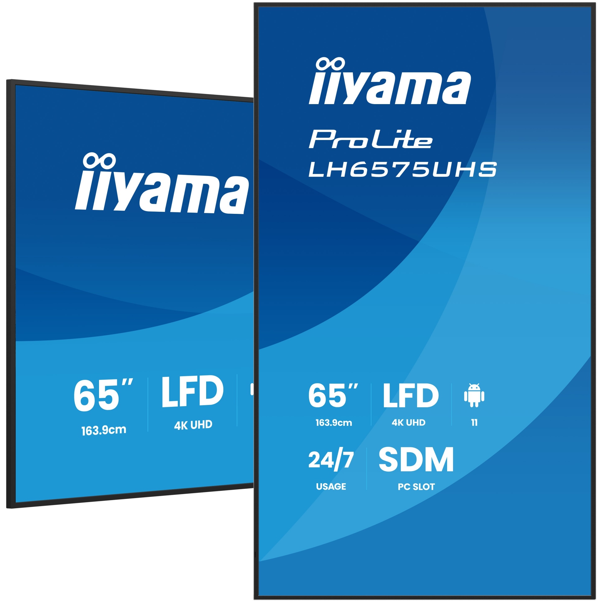 LH6575UHS-B2AG pantalla de señalización Pantalla plana para señalización digital 163,8 cm (64.5") LCD Wifi 500 cd / m² 4K Ultra HD Negro Procesador incorporado Android 11 24/7