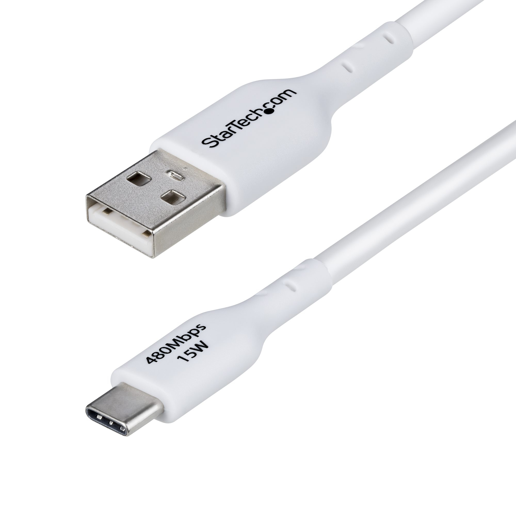 Cable Cargador USB-A a USB-C de 3m - Cable Adaptador USB-A a USB Tipo C - 3A - Cable de Carga y Sincronización - USB 2.0 - Recubrimiento de TPE - M/M - Blanco