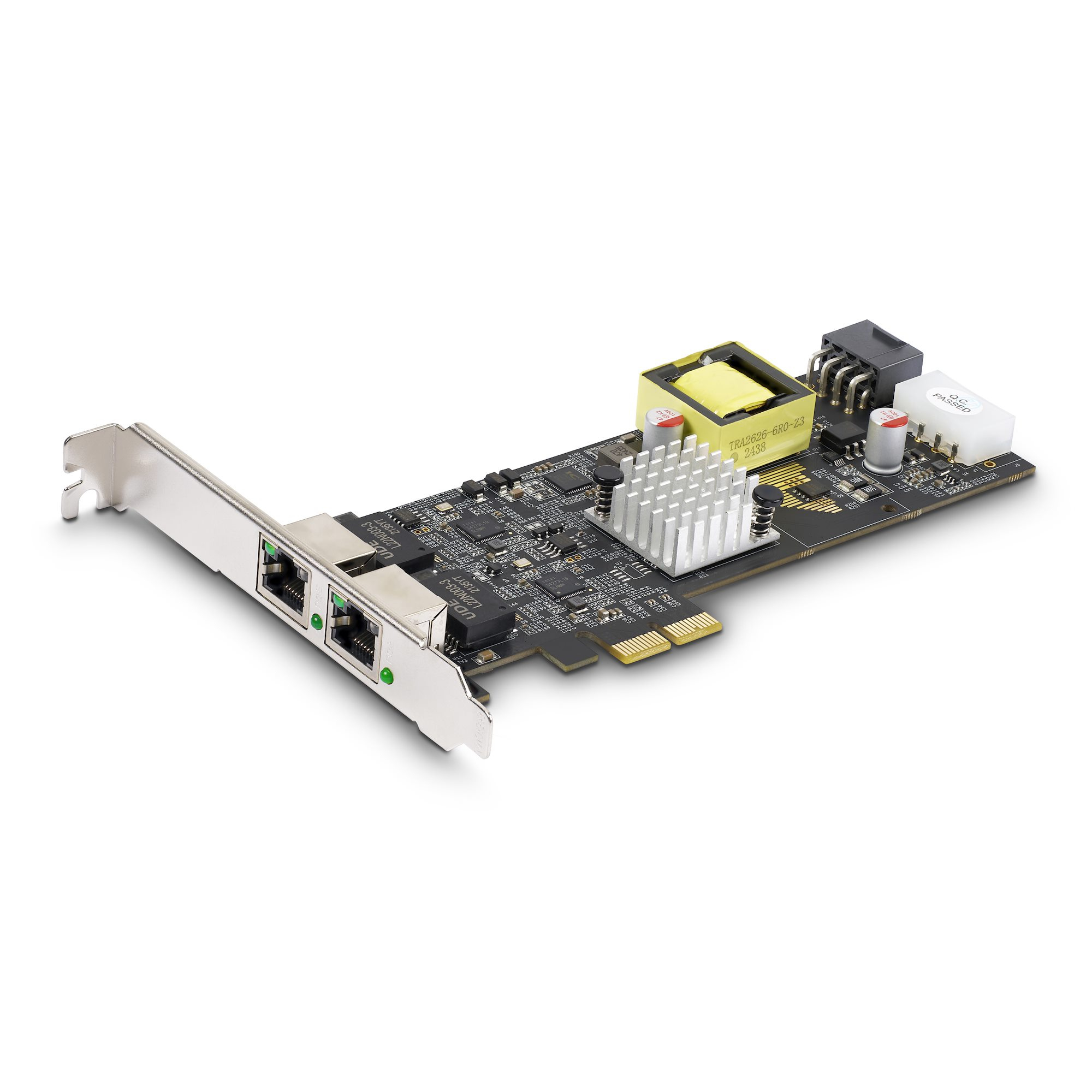 Tarjeta de Red Ethernet PCIe de 2 Puertos PoE de 2,5Gb - Tarjeta de Red NBASE-T - Adaptador LAN PCI Express - Intel I225-V Doble - PoE+ - 802.3af/at - Alimentado por LP4/PCIe de 8 Pines
