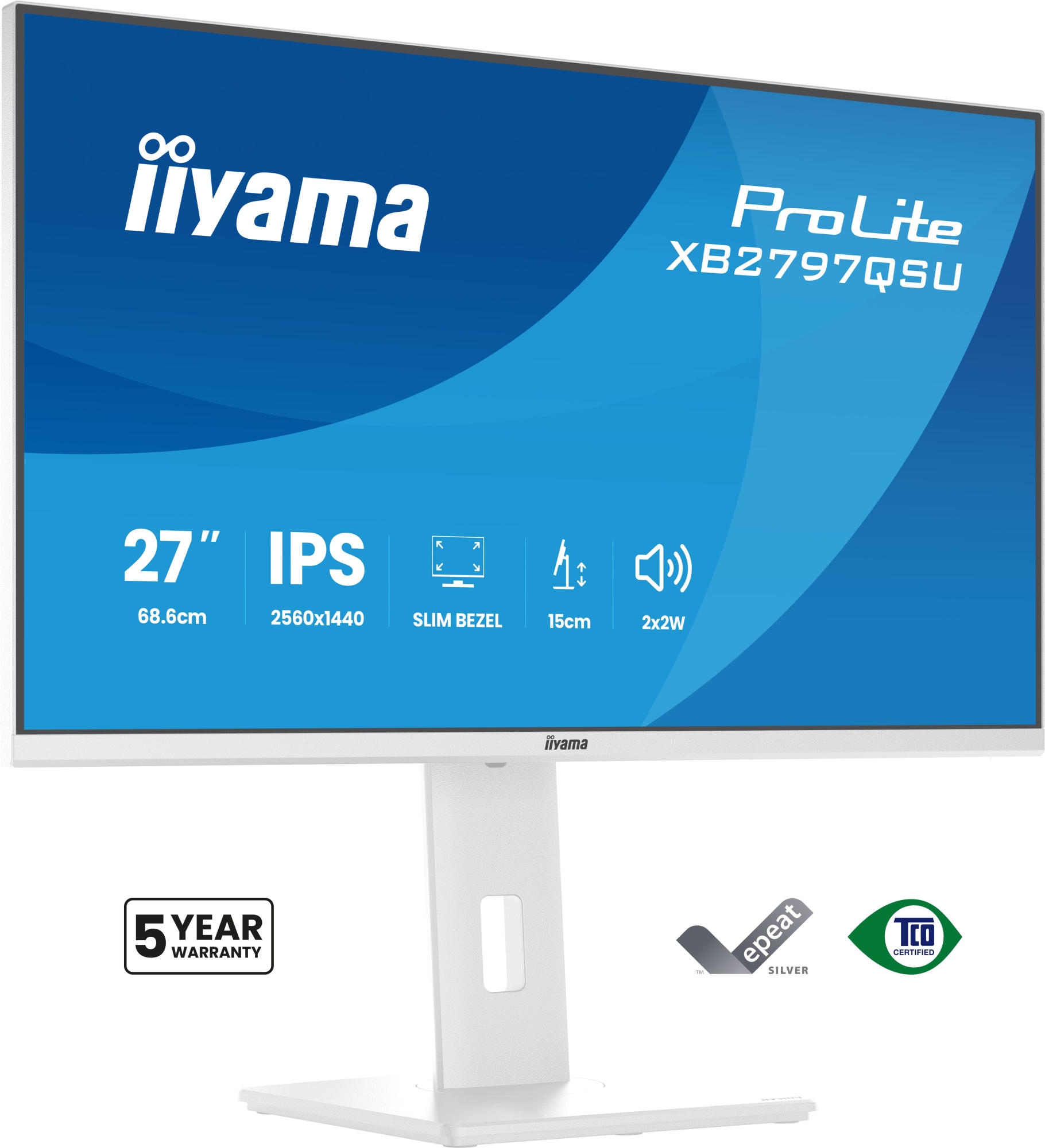 ProLite XB2797QSU-W1 pantalla para PC 68,6 cm (27") 2560 x 1440 Pixeles Quad HD LED Blanco
