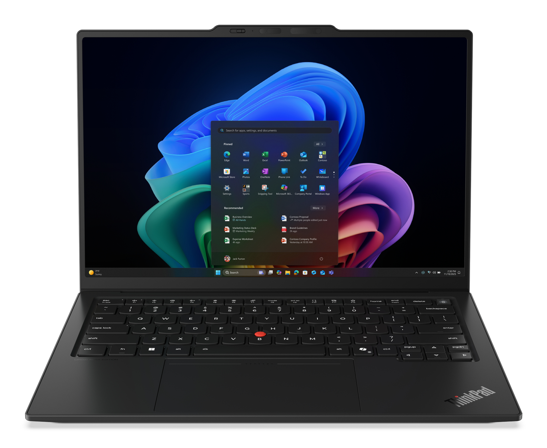 ThinkPad X1 Carbon Gen 14 Aura Edition Copilot+ PC Intel Core Ultra 7 355 Portátil 35,6 cm (14") Pantalla táctil WUXGA 32 GB LPDDR5x-SDRAM 1 TB SSD Wi-Fi 7 (802.11be) Windows 11 Pro Negro Español