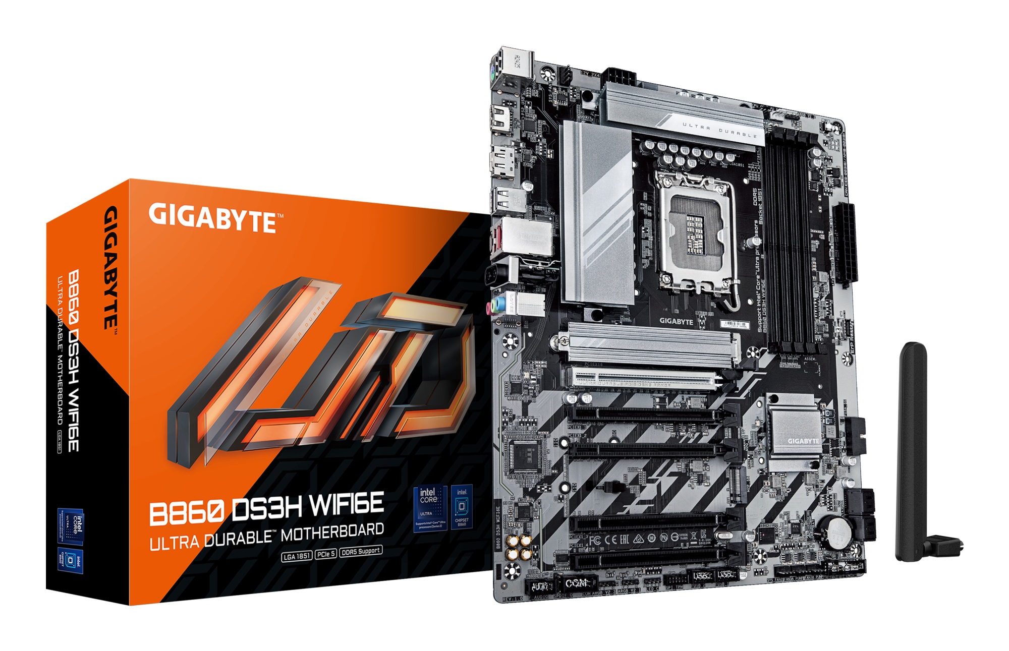 B860 DS3H WIFI6E Placa base - CPUs Intel Core Ultra, VRM de 8+1+2+2 fases, hasta 9066MHz DDR5, 1xPCIe 5.0 + 1xPCIe 4.0 M.2, LAN 2,5 GbE, WIFI 6E, USB 3.2 Gen 2x2