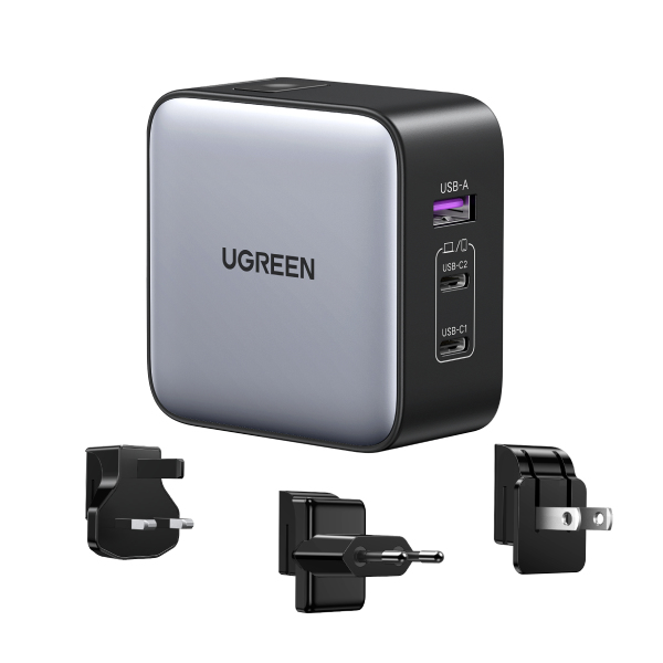 65W Nexode GaN Auriculares, Teléfono móvil, Portátil, Reloj inteligente, Tableta Gris USB Carga rápida Interior