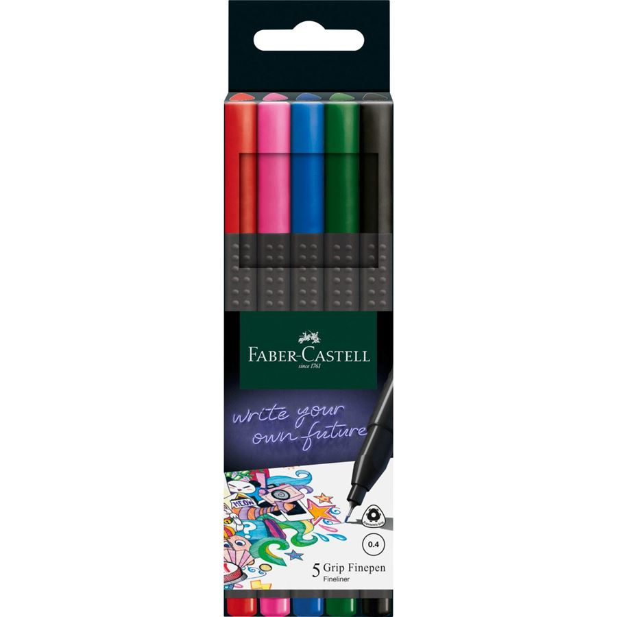 151604 rotulador de punta fina Fino Negro, Azul, Verde, Rosa, Rojo 5 pieza(s)