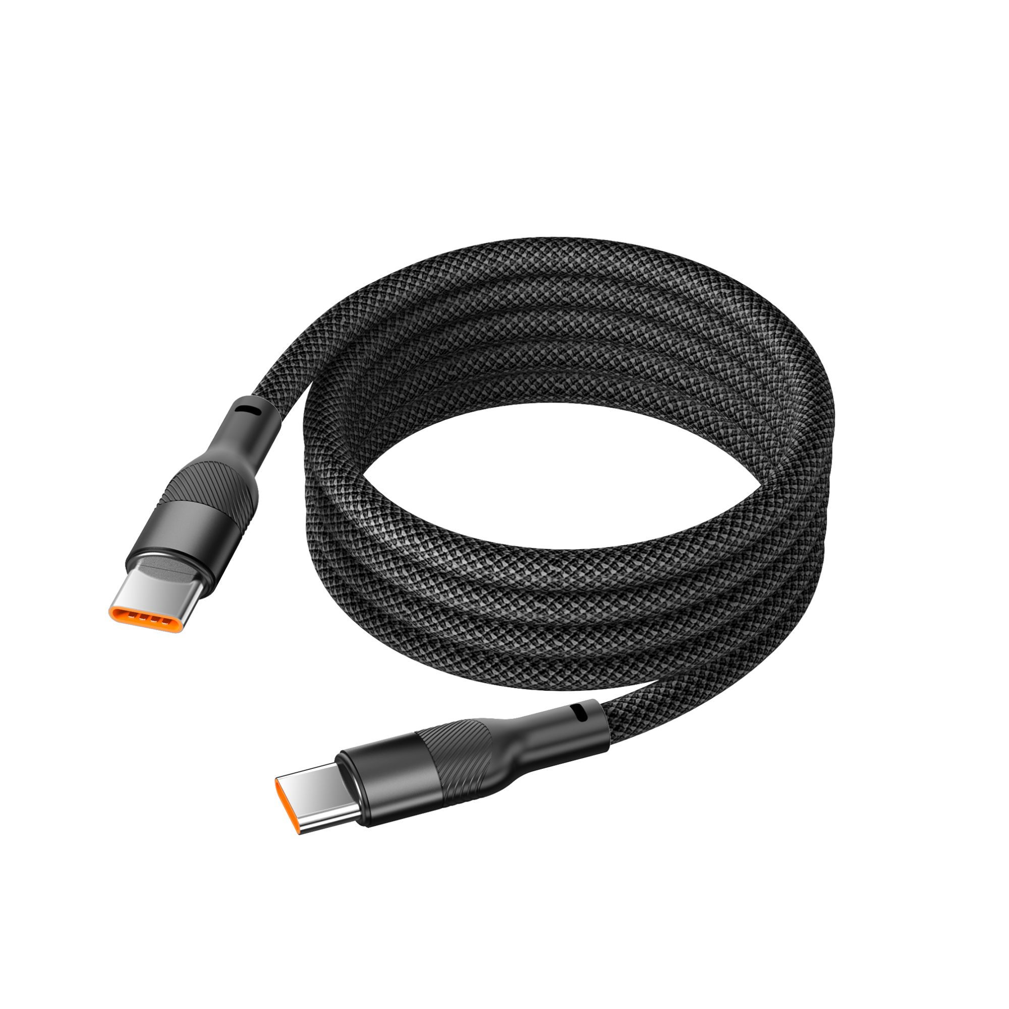 Cable de carga y datos , 1m, USB-C a USB-C, Carga ultrarrápida 60W, sistema magnético, Trenzado resistente, Negro