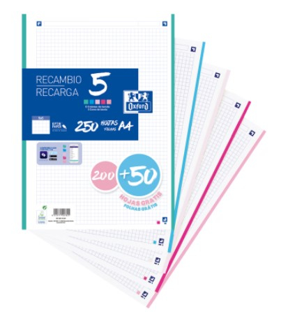400173020 papel de cuaderno 210 x 297 mm (A4) 250 hojas