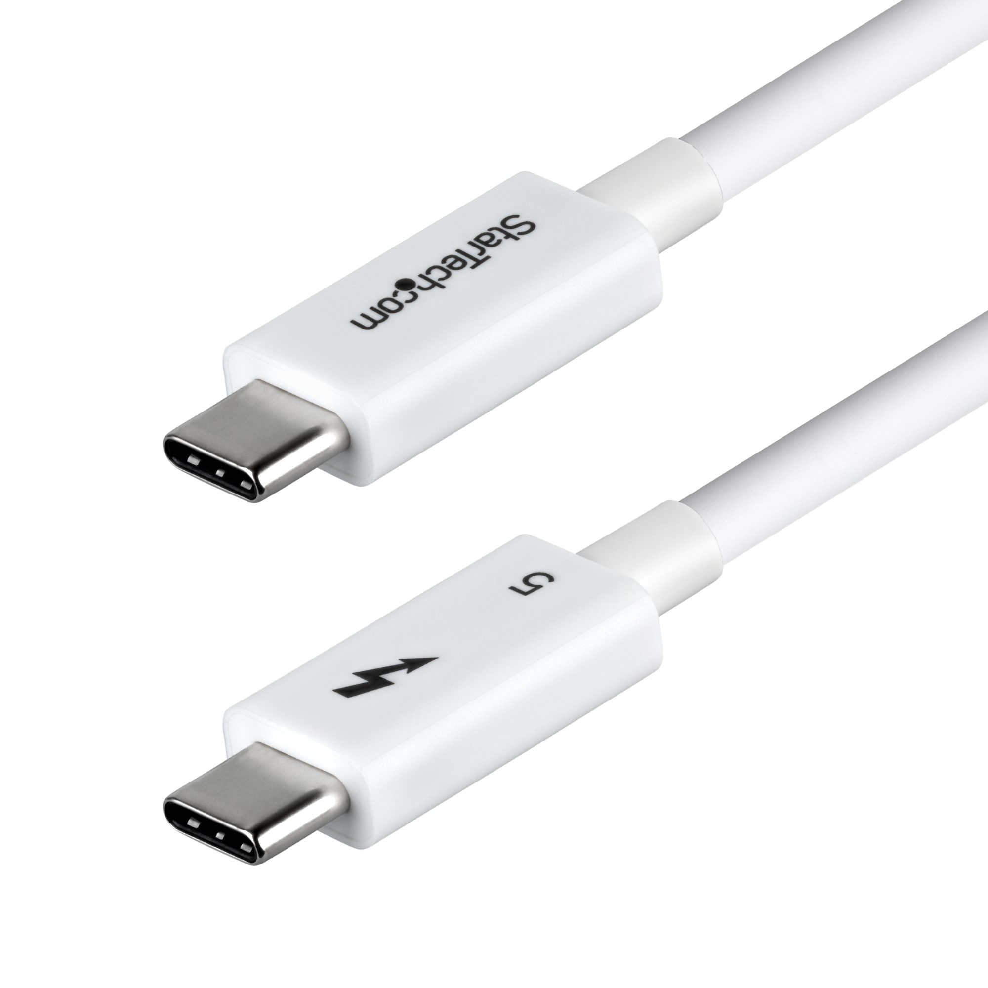 Cable Thunderbolt 5 Certificado de 80cm - 80Gbps/120Gbps - 8K60Hz - PD 240W - Cable Thunderbolt Certificado - Compatible con Thunderbolt 4/USB4/USB-C/USB Tipo C - Blanco