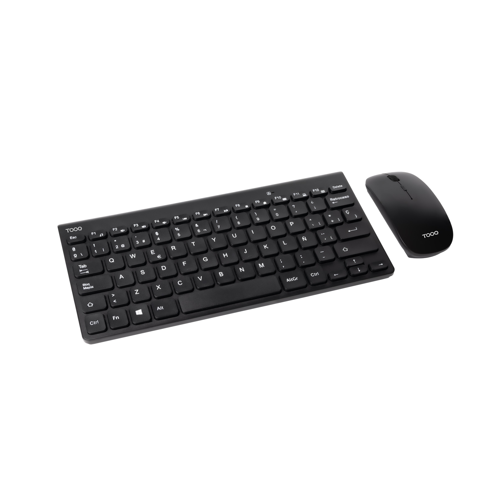 Teclado compacto + Ratón slim inalámbrico, Negro
