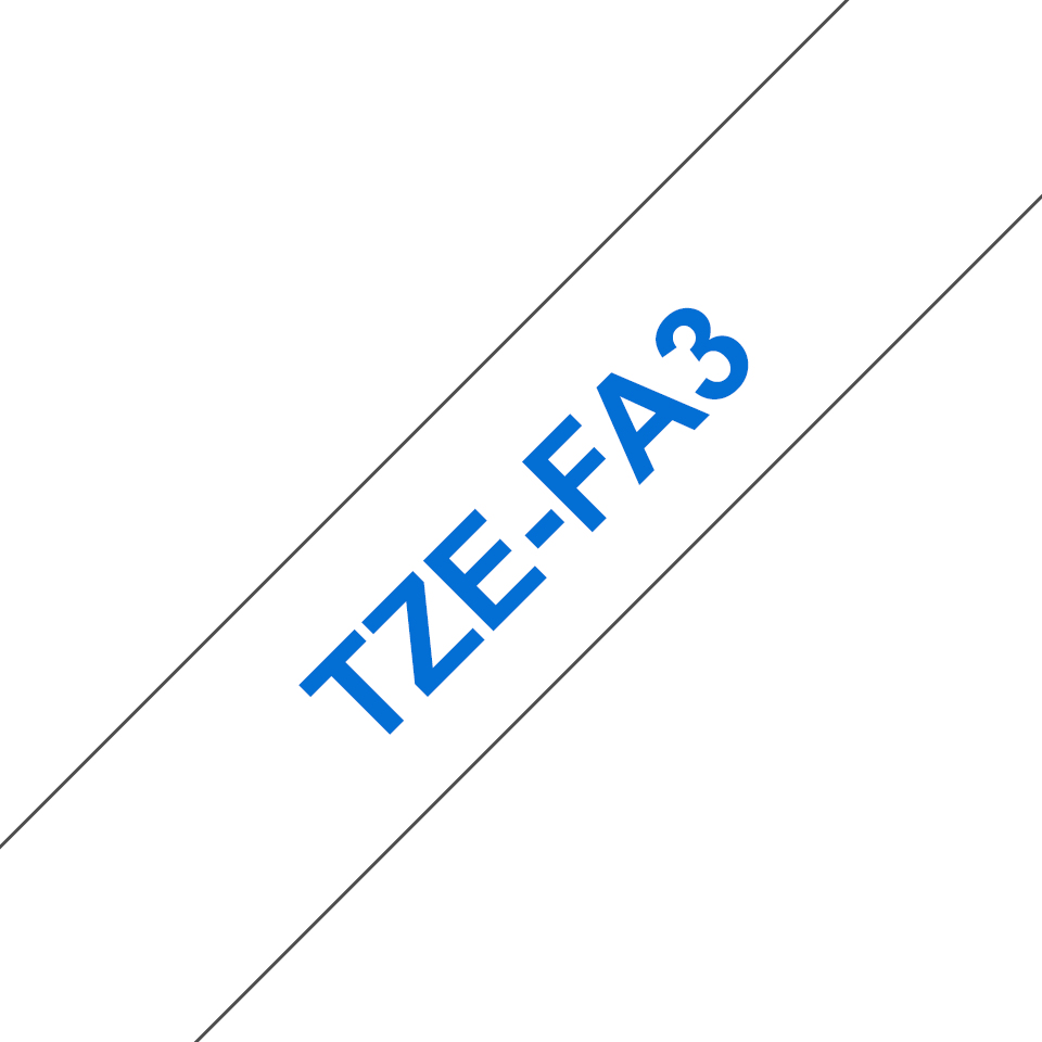 TZE-FA3 cinta para impresora de etiquetas Azul sobre blanco