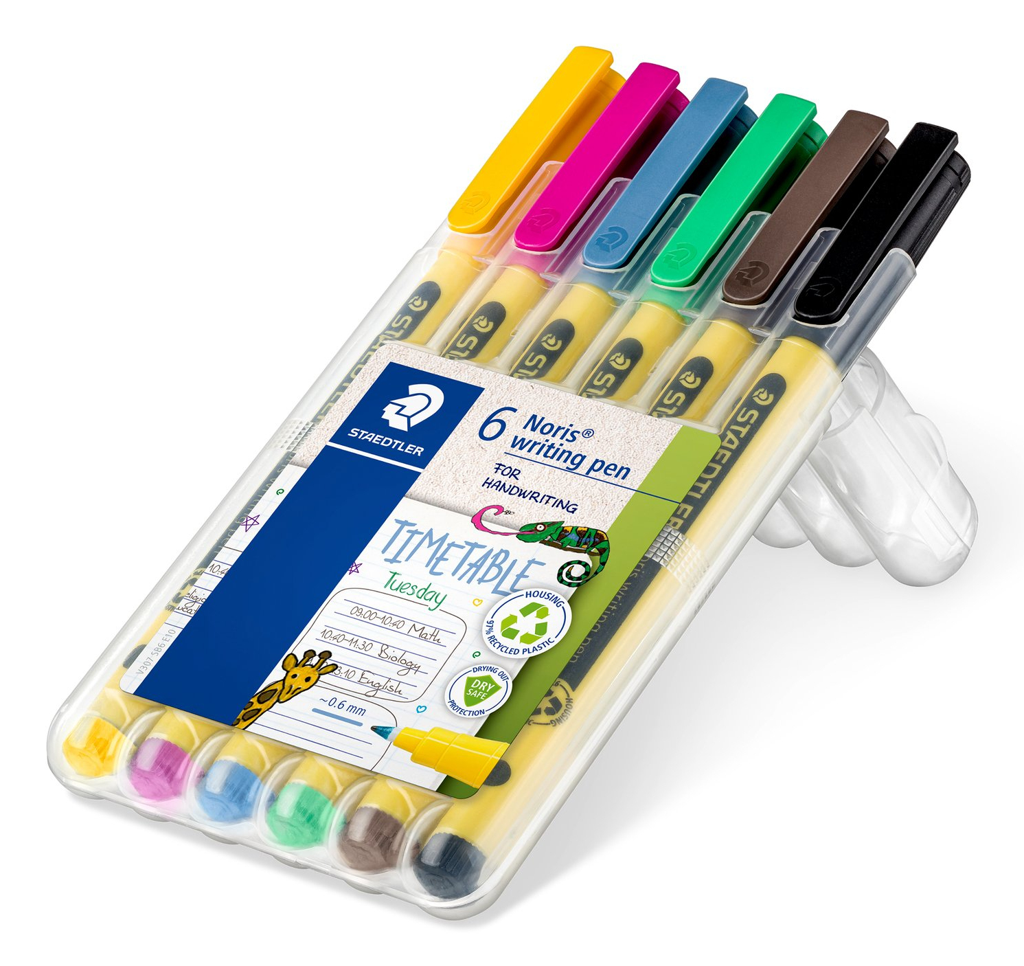 Noris writing pen 307 rotulador de punta fina Negro, Azul, Marrón, Verde, Rosa, Amarillo 6 pieza(s)