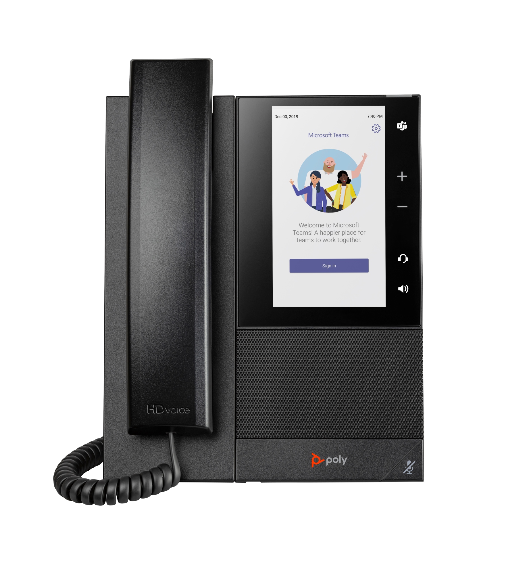 Teléfono multimedia empresarial Poly CCX 505 para Microsoft Teams y habilitado para alimentación a través de Ethernet (PoE)
