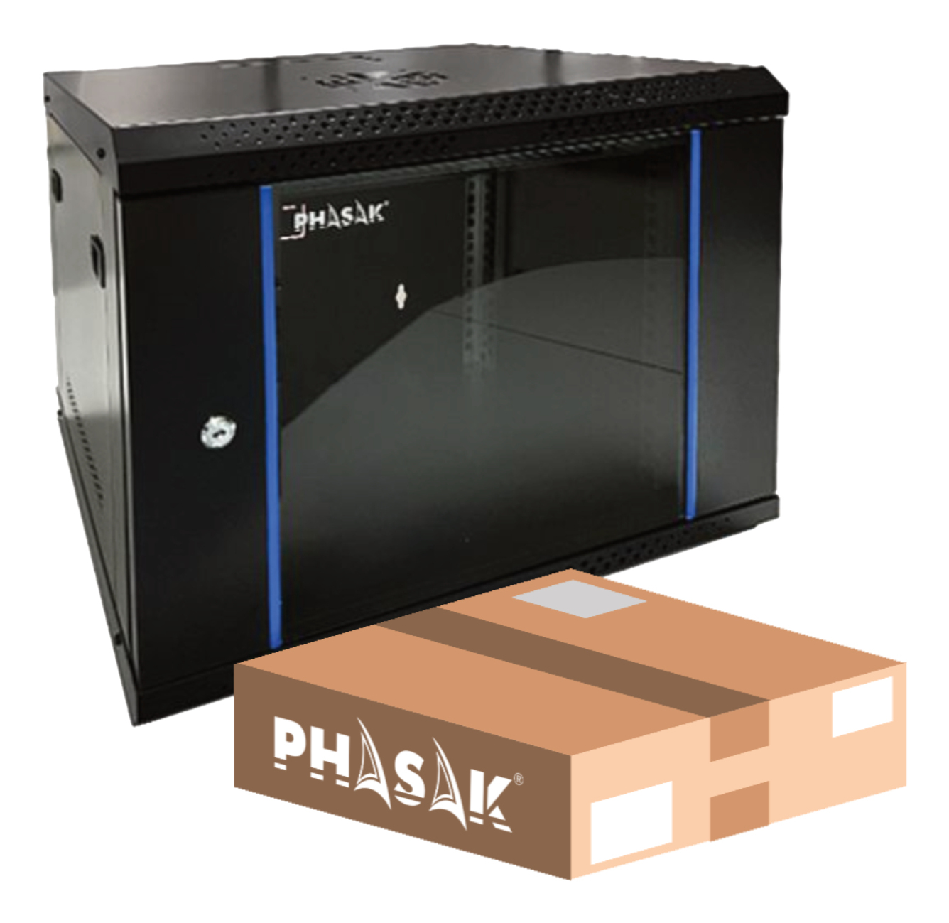 PHO 2207D armario rack 7U Bastidor de pared Negro