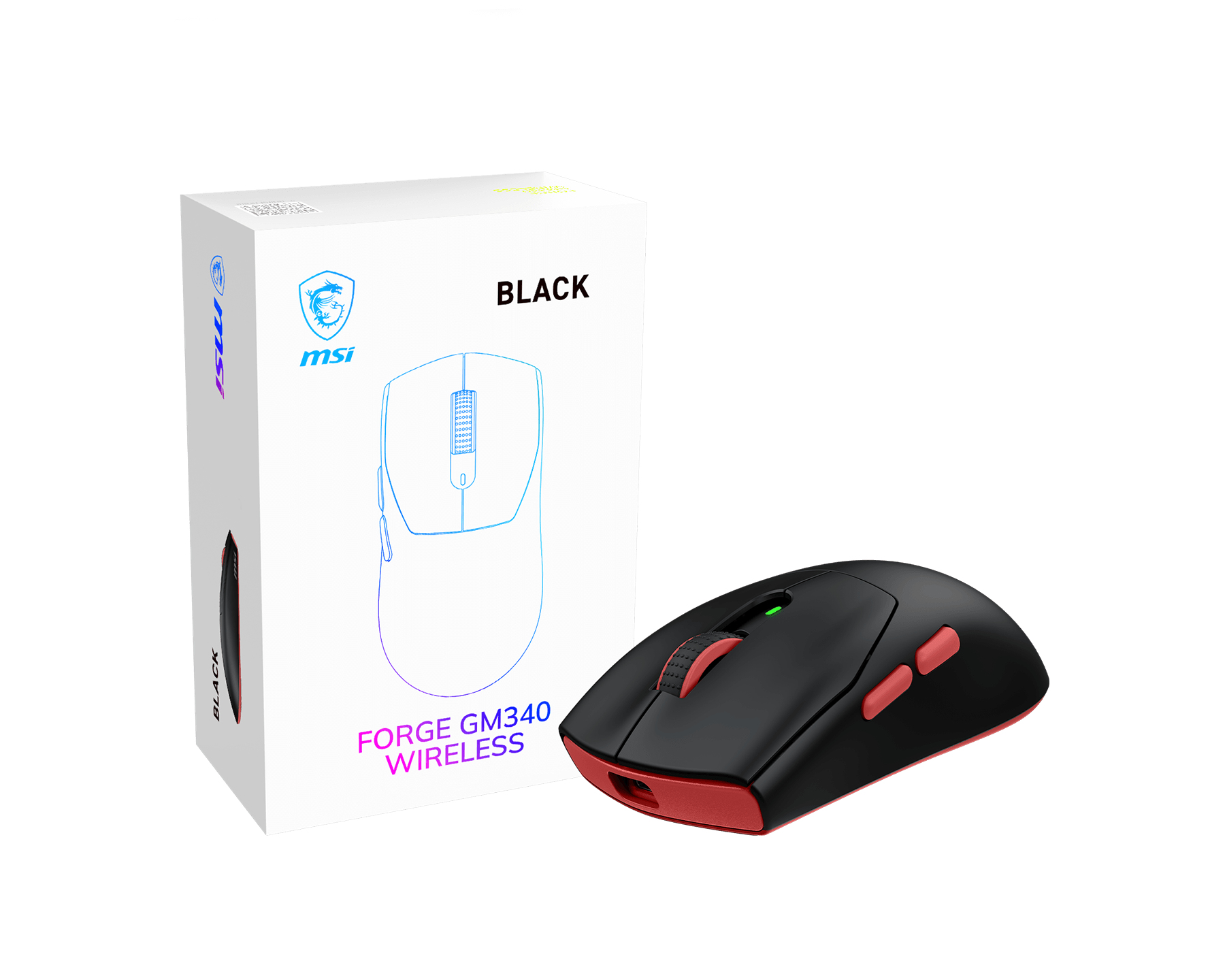 Forge Gm340 Wireless Black ratón Juego Ambidextro RF Wireless + Bluetooth Óptico 12000 DPI