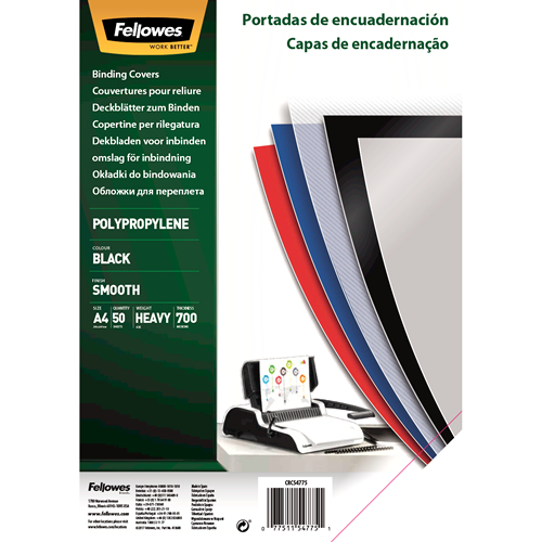 Portadas Polipropileno A4 700 Micras Negro Pack 50 Uds