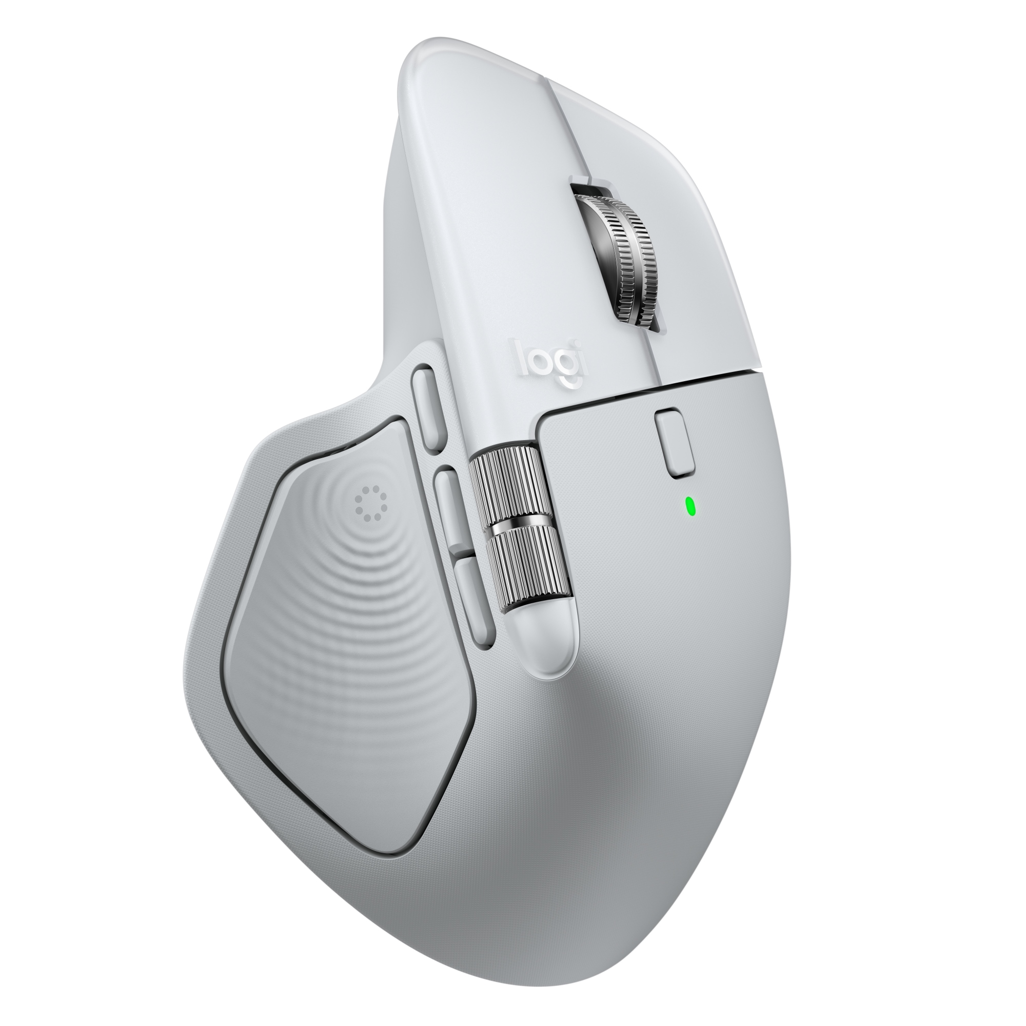 MX Master 4 for Mac, ratón Bluetooth ergonómico con respuesta háptica avanzada, desplazamiento ultrarrápido, carga USB-C, macOS, iPadOS, Windows White Silver