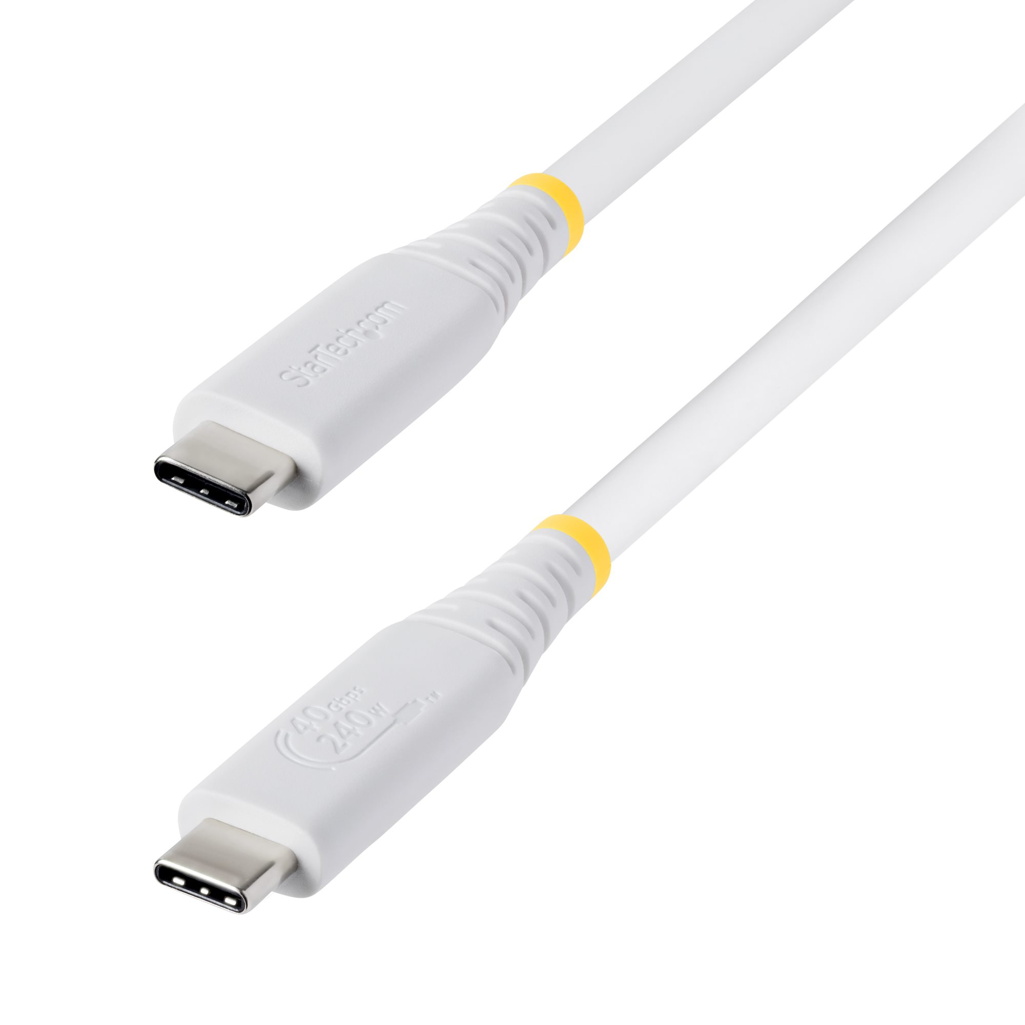 Cable USB4 de 1m USB-C - Cable USB Tipo C - Cable DP 2.1 - DP40 - Certificado USB-IF - Compatible con Thunderbolt 4 40Gbps - 8K60Hz/4K240Hz - PD de 240W - Recubrimiento de TPE - Blanco