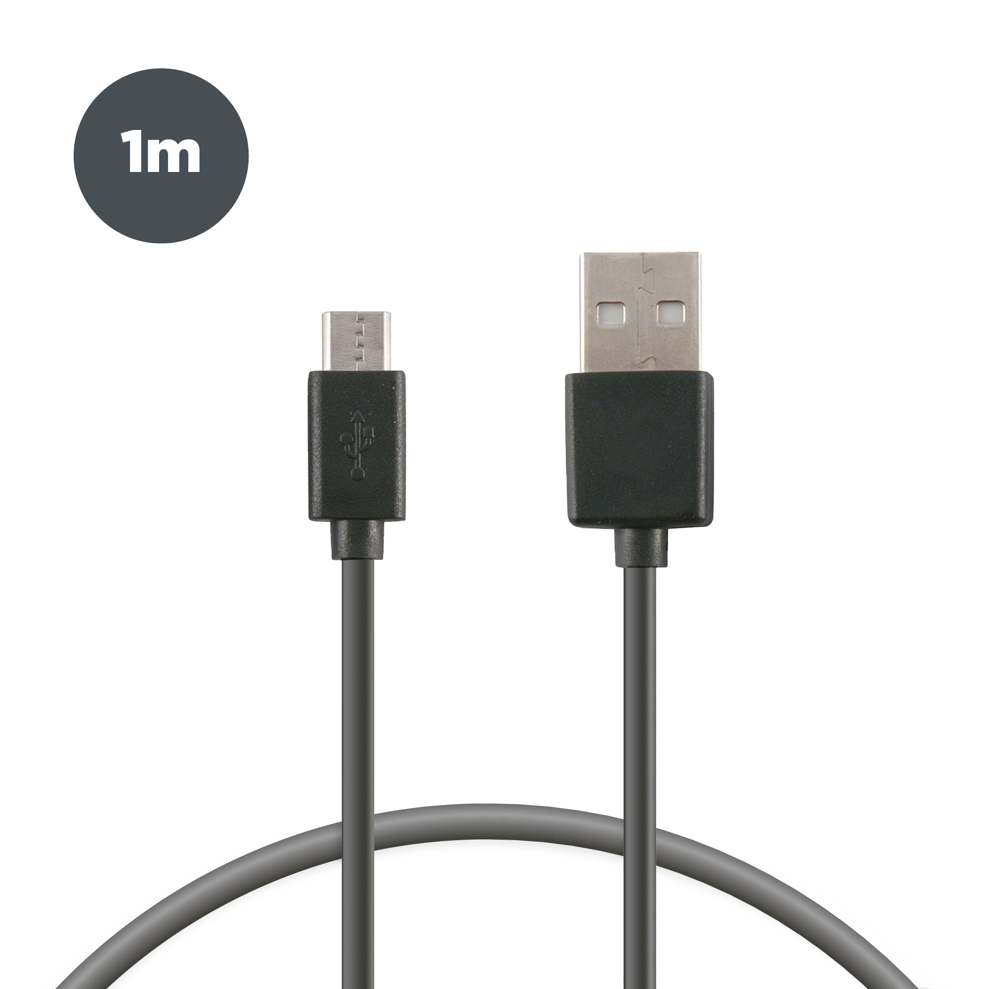 Cable de carga y datos USB-A a Micro-USB 20 W, Carga rápida, 1 m, Negro