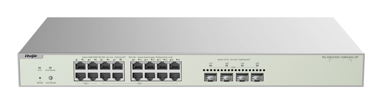 RG-NBS3300-16MG4XS-HP switch Gestionado L2+ Energía sobre Ethernet (PoE) Gris