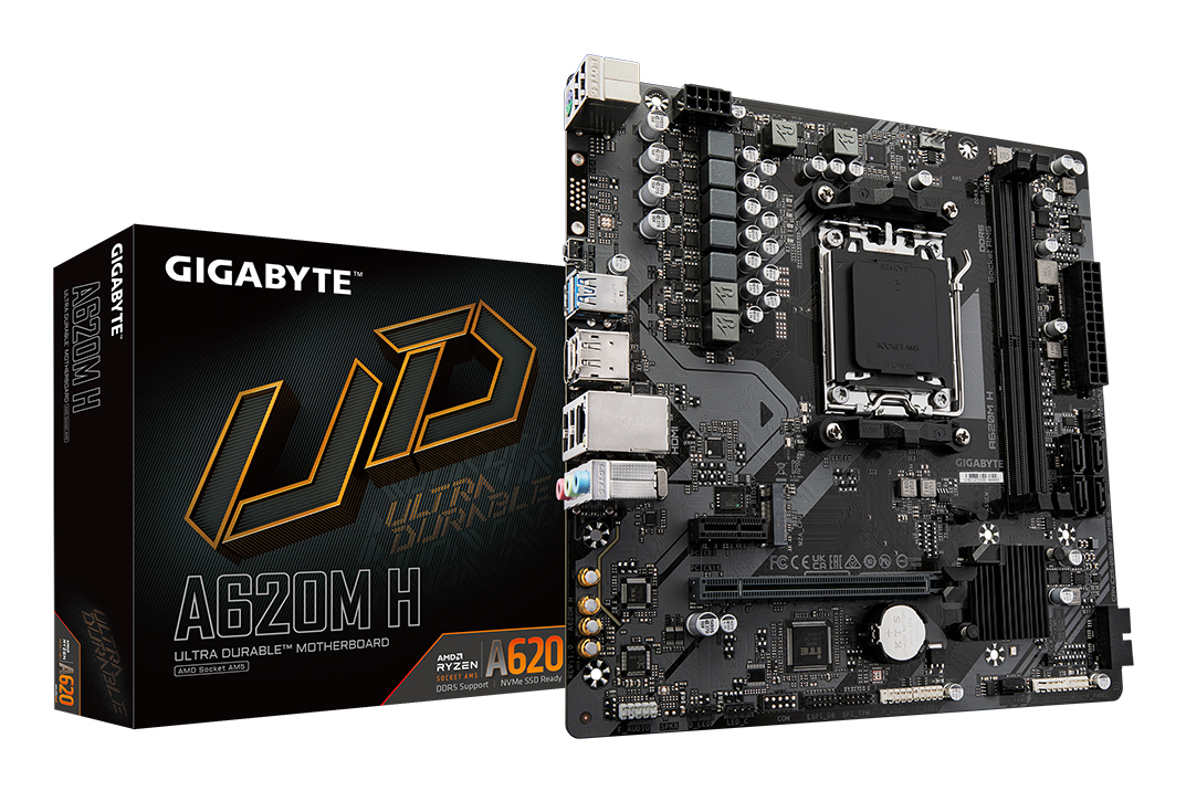 A620M H Placa base - Soporta CPUs AMD Ryzen 8000, VRM digital de 5+2+2 fases, hasta 7200MHz DDR5 (OC), 1xPCIe 4.0 M.2, LAN GbE, USB 3.2 Gen 1
