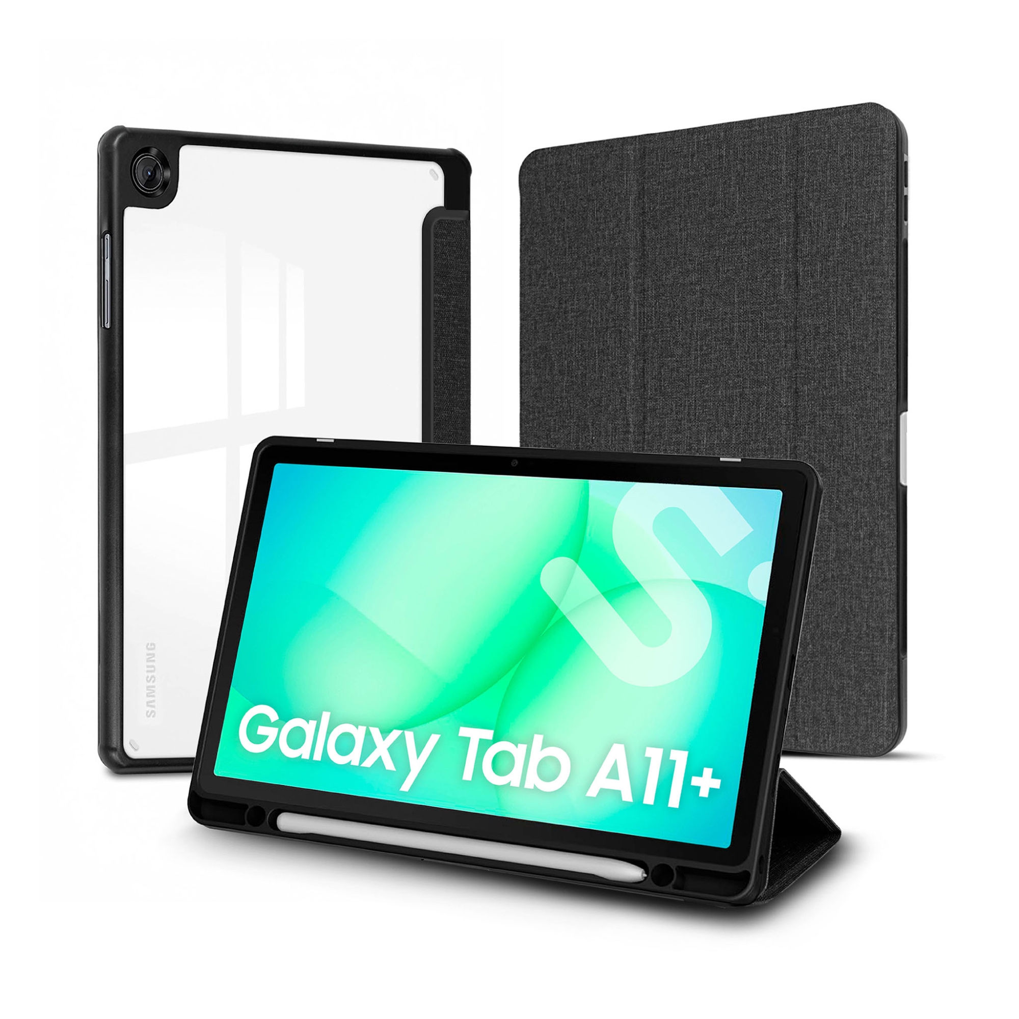 Funda Tablet Shock Case Samsung Tab A11+ Negro 11" SmartCover magnético SlotPen