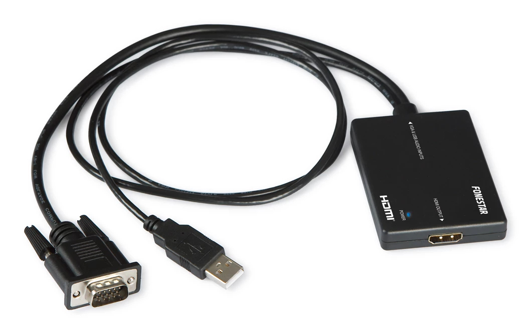 FO-445 adaptador de cable de vídeo VGA (D-Sub) HDMI Negro