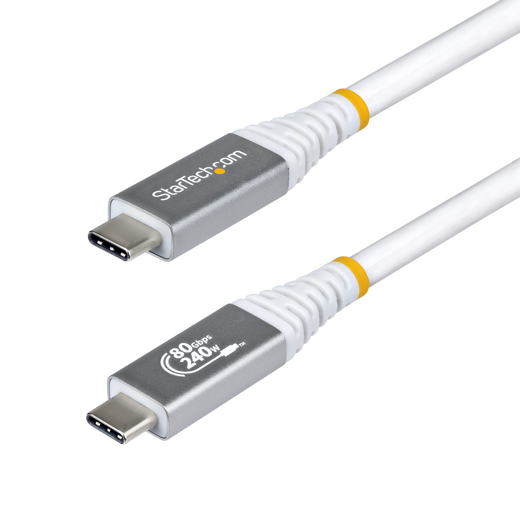Cable USB4 50cm - Cable USB-C Certificado USB-IF - 80Gbps - Cable USB Tipo C - PD de 240W - 8K120/4K240 - DP 2.1 - DP80 - Recubrimiento de TPE - Compatible con Thunderbolt - Blanco