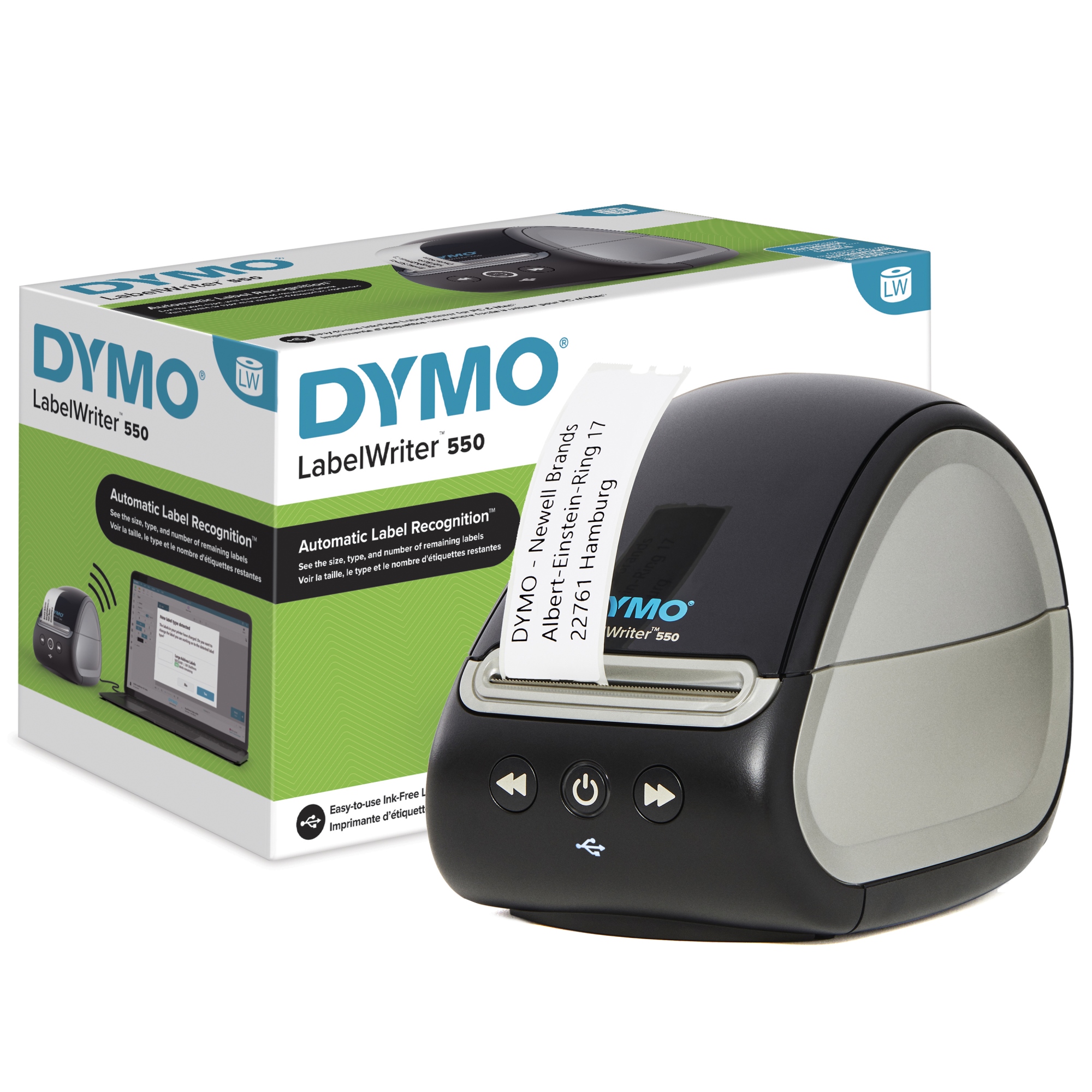 LabelWriter 550 Impresora de etiquetas | Rotuladora con impresión térmica directa | Reconocimiento automático de etiquetas | Imprime etiquetas de direccionesenvíoscódigos de barras y más