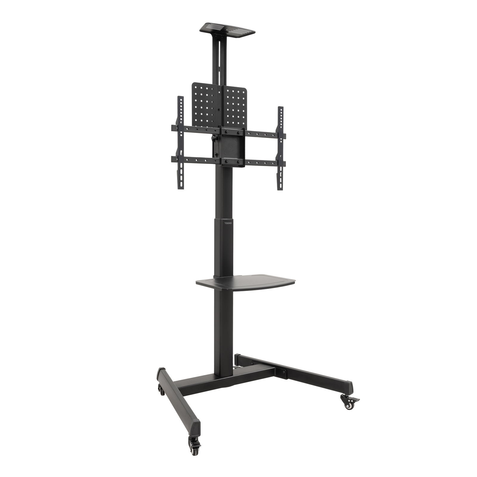 COMETA Soporte de Suelo con Ruedas con Regulación de Altura para Pantallas 37"- 70", Rotación 90°, Negro