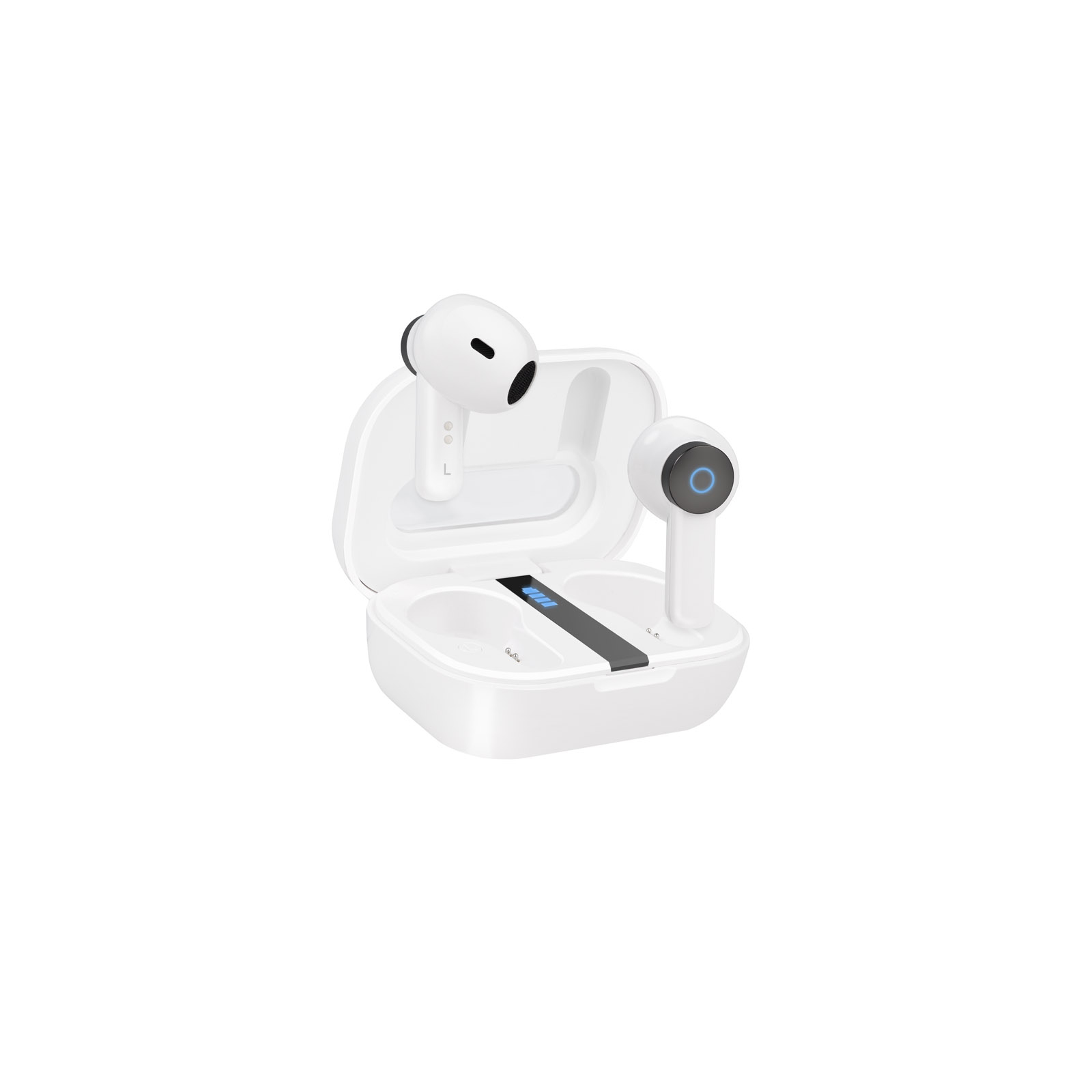 Bender Auriculares Inalámbricos + Micrófono Bluetooth con Estuche de Carga, Blancos