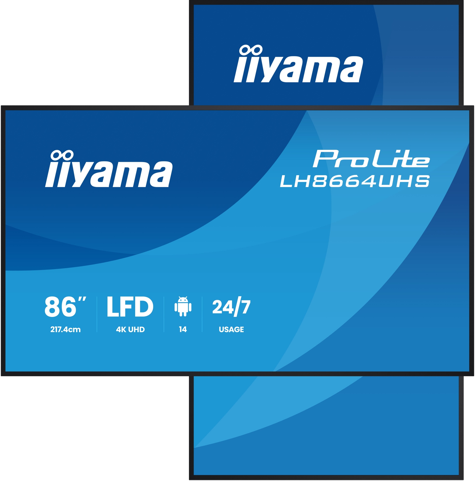 LH8664UHS-B3AG pantalla de señalización Pantalla plana para señalización digital 2,17 m (85.6") Wifi 500 cd / m² 4K Ultra HD Negro Procesador incorporado Android 24/7
