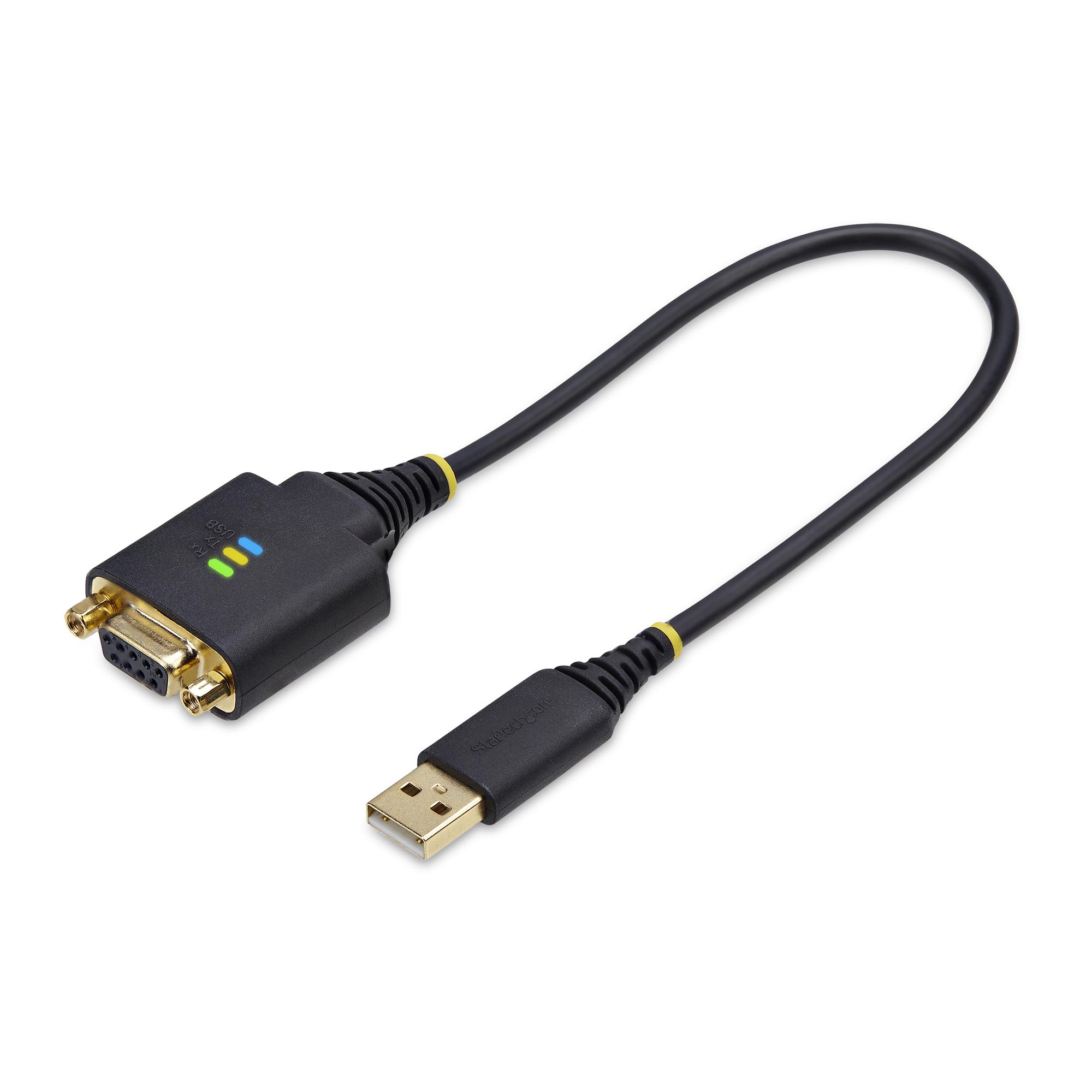 Cable Adaptador USB a Módem Nulo Serie DCE de 30cm - con Retención COM - FTDI - RS232 - con Tornillos/Tuercas Intercambiables - Windows/macOS/Linux