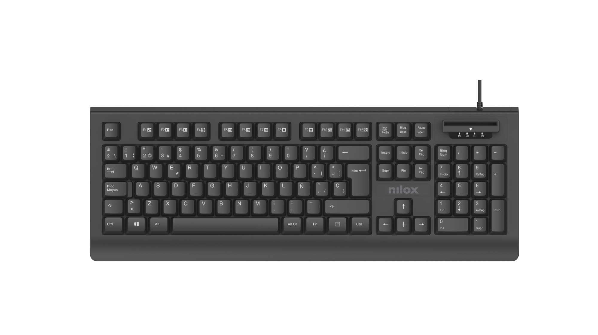 USB CON LECTOR DNIE SMART CARD teclado Oficina QWERTY Español Negro