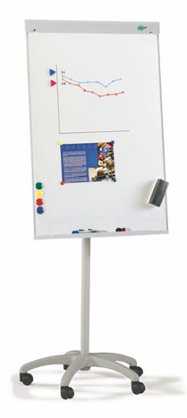 Caballete metálico blanco con ruedas 70x102 cm.