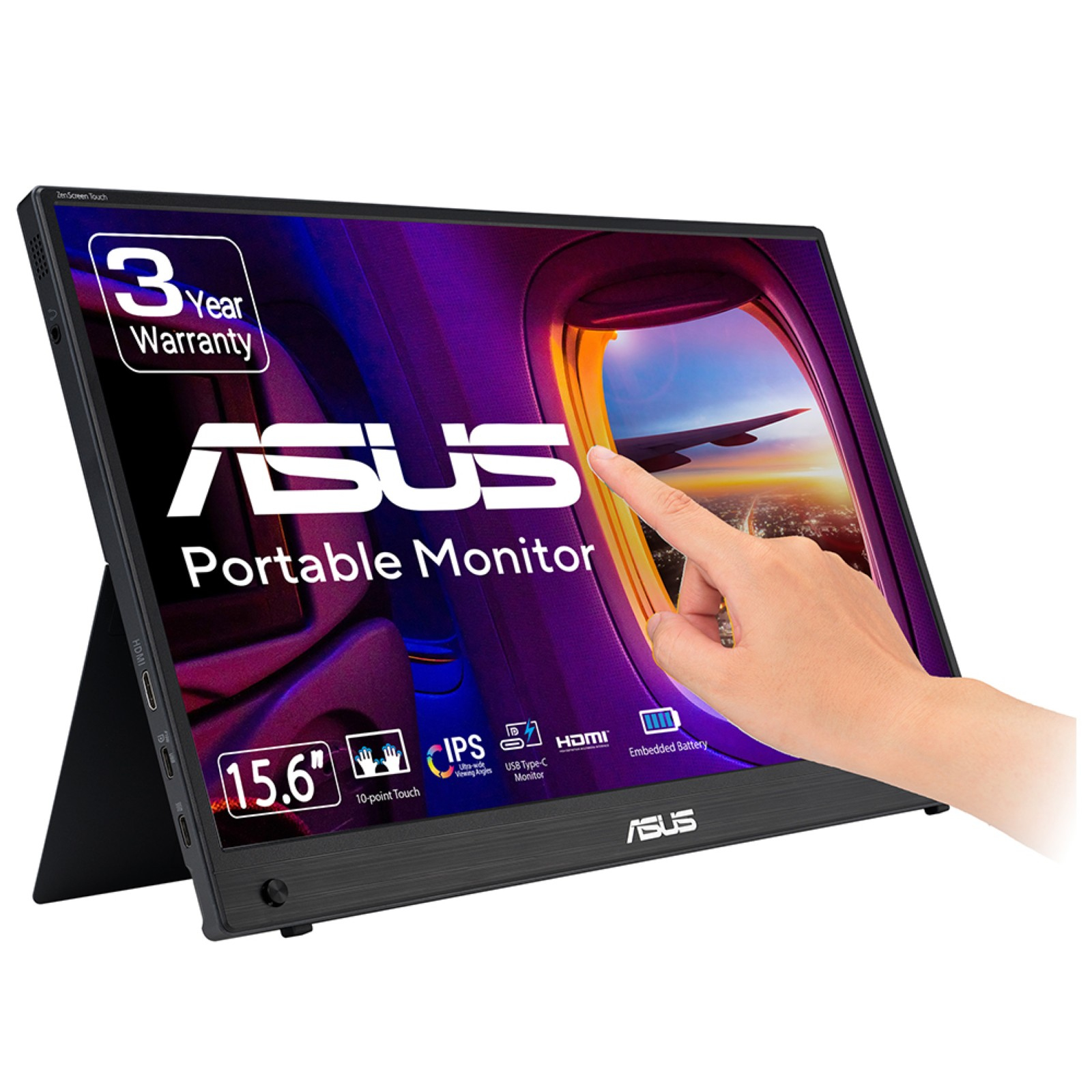 ZenScreen MB16AMTR pantalla para PC 39,6 cm (15.6") 1920 x 1080 Pixeles Full HD LCD Pantalla táctil Negro
