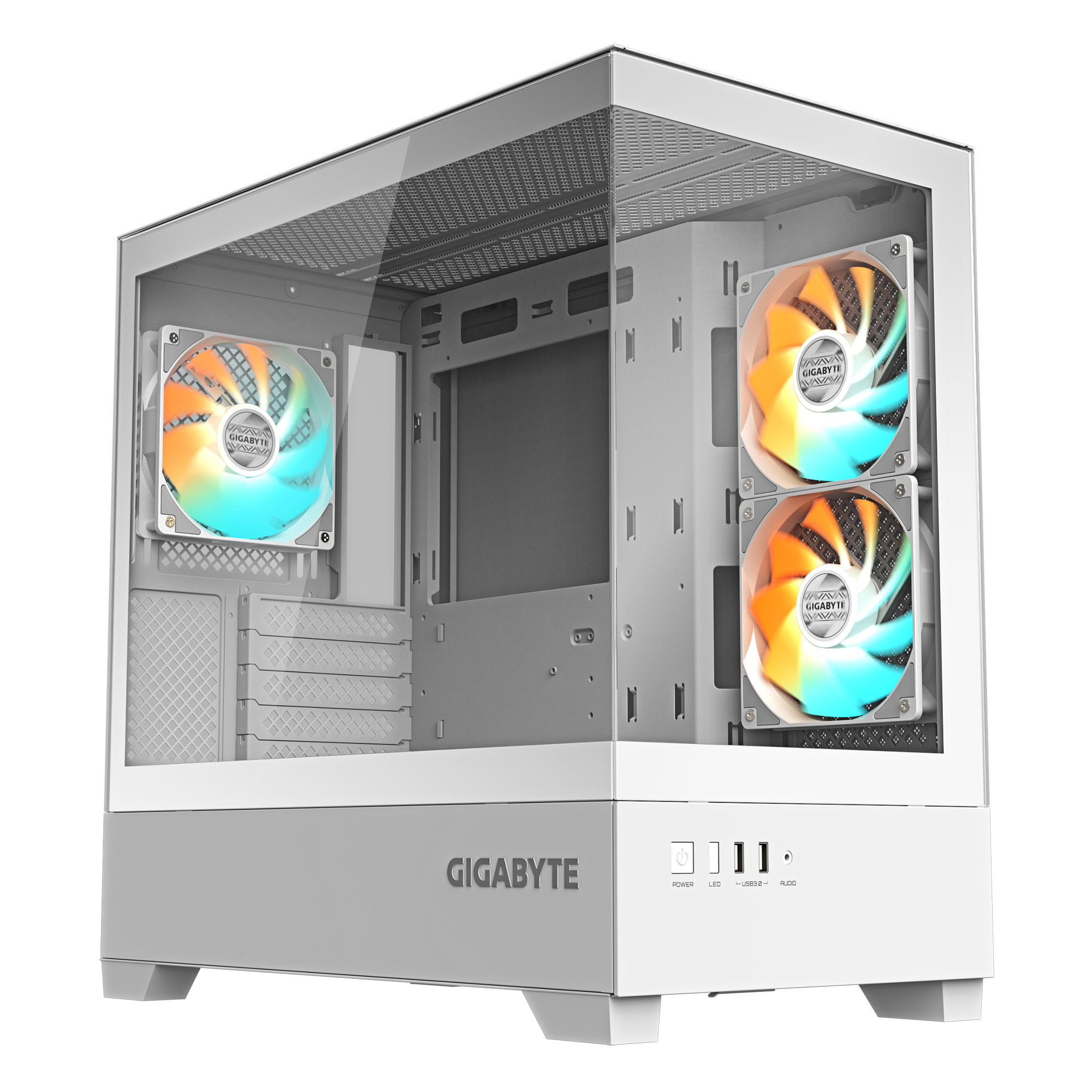 C201 PANORAMIC ICE Caja para PC  Torre media, m-ATX, compatible con radiador de 360 mm, 3 ventiladores preinstalados, USB 3.0, compatible con RGB Fusion